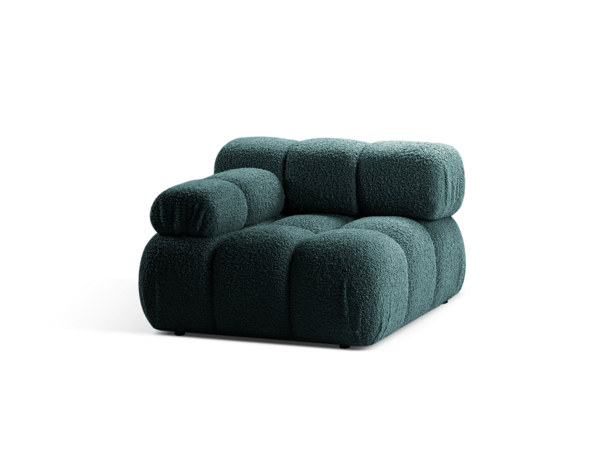 Bellis Boucle Modul links 1 Sitzer in Petrol-Rolf präsentiert im Onlineshop von KAQTU Design AG. Modulares Sofa ist von Micadoni