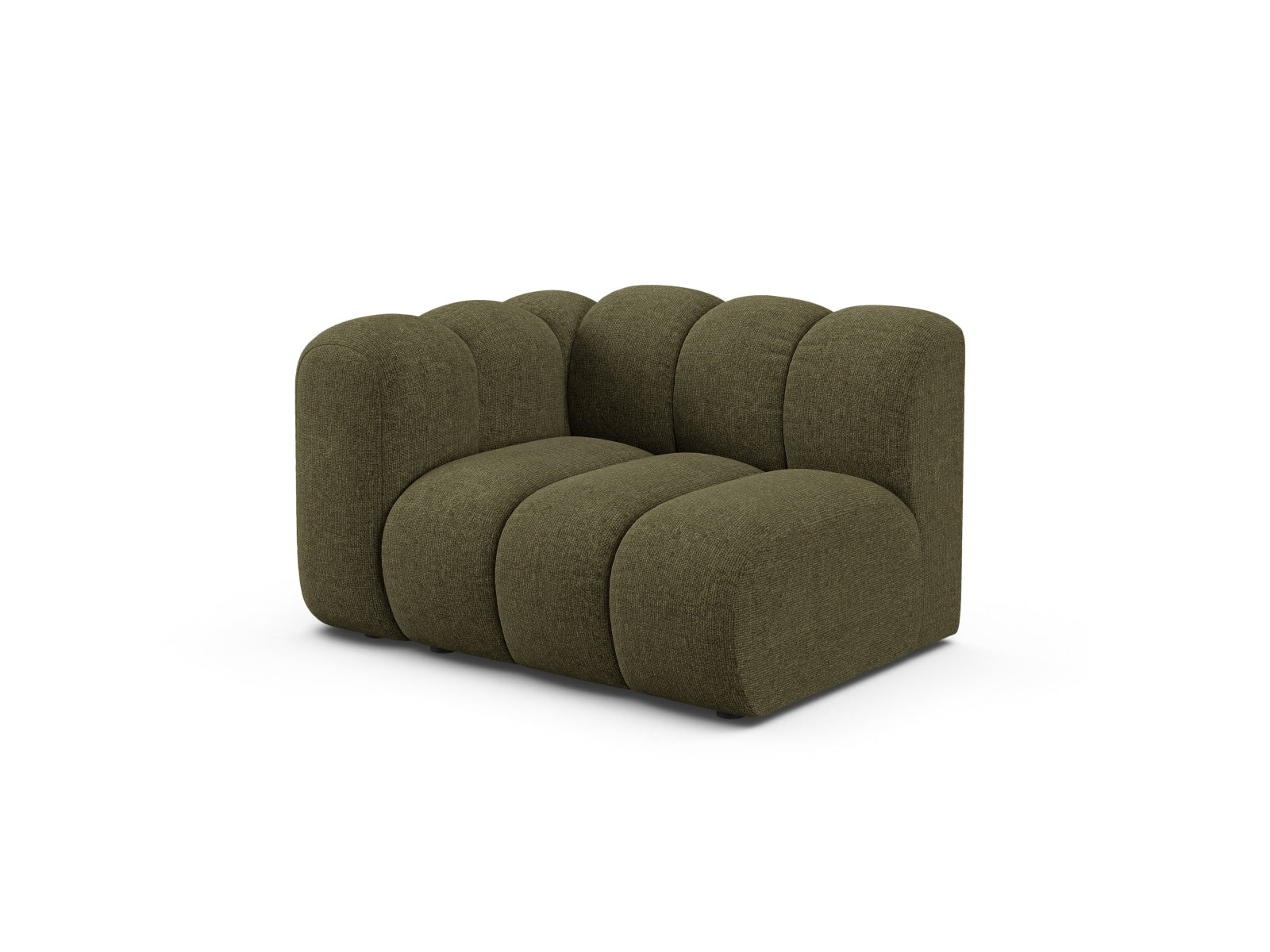 Lupine 1-Sitzer-Modul links in der Farbe Green-Eden, Teil des eleganten modularen Sofas von Micadoni, ideal für stilvolle Wohnräume.