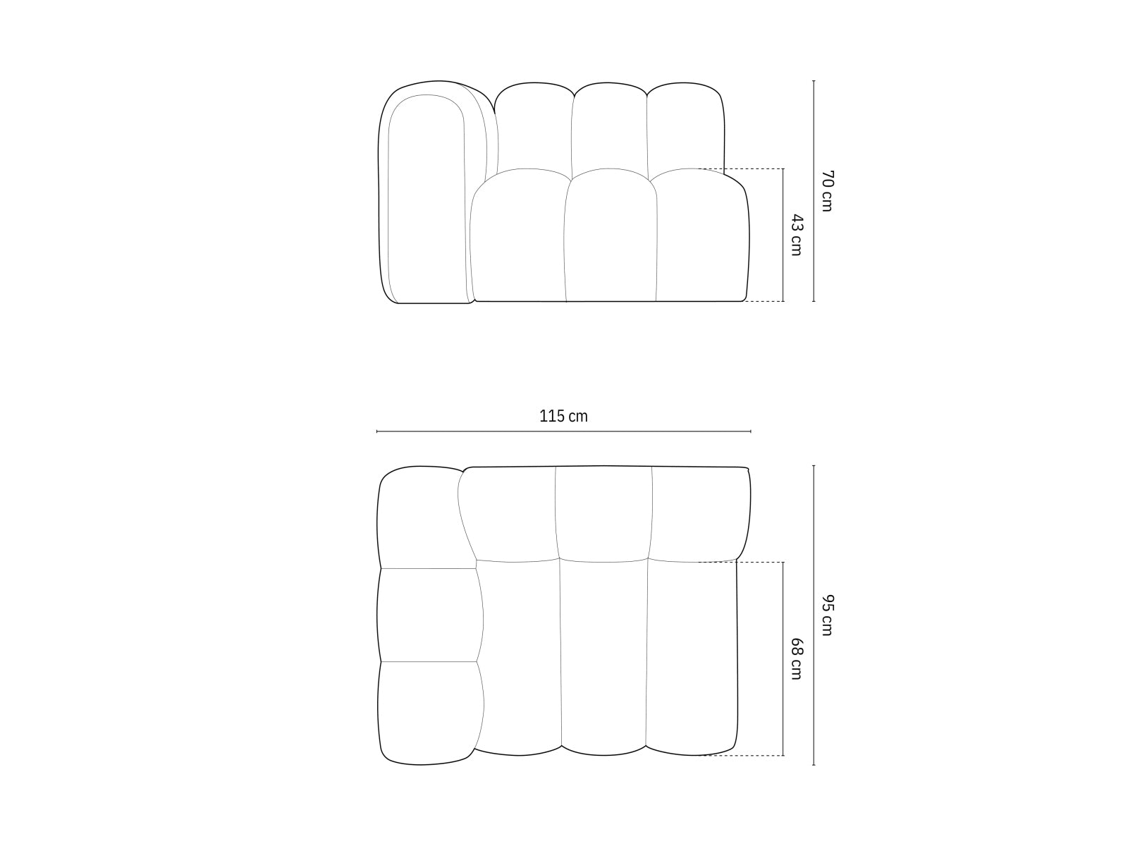 Modulares Sofa-Modul von Micadoni in edlem Dunkelgrau, perfekt für kreative Raumgestaltungen und moderne Wohnkonzepte.