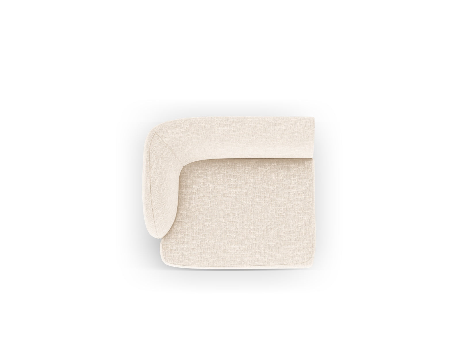 Eleganter linker 1-Sitzer des Miley Moduls in sanftem Ivory-Eden, ideal für stilvolle und flexible Wohnräume.