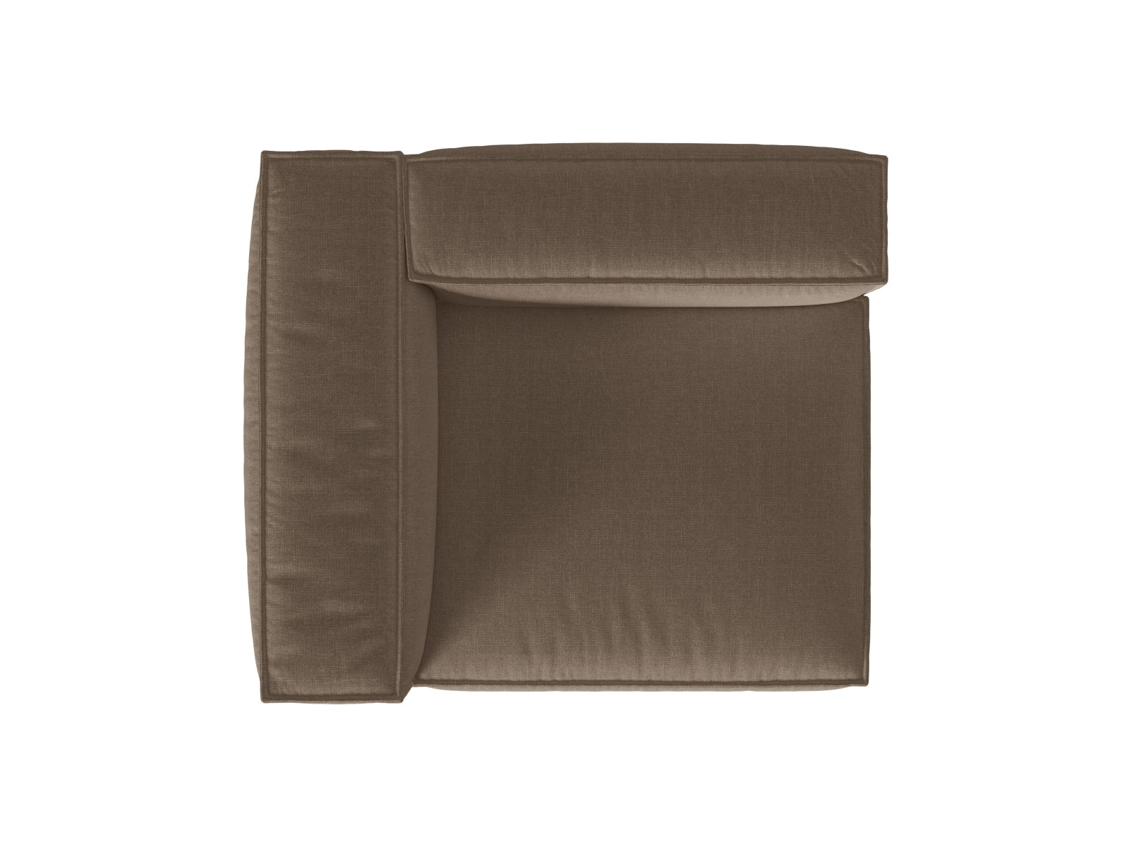 Stylisches 1-Sitzer Sofa links Nuria in sanftem Cappuccino-Liberty, perfekt für kreative Raumlösungen und zeitgemäße Einrichtung.