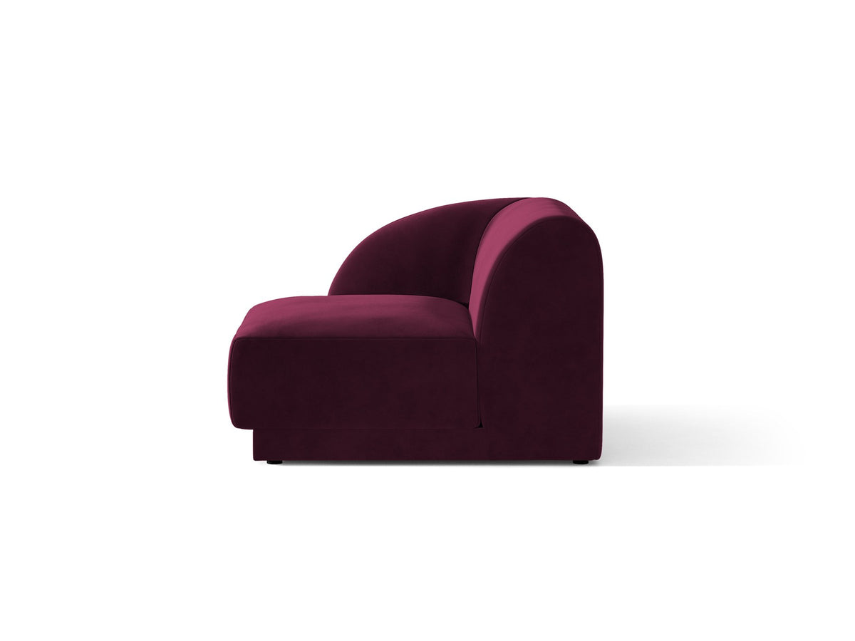 Dunkelbeiger Einsitzer aus der modularen Miley-Sofa-Serie von Micadoni, Bezug aus Bluvel-Stoff, schwarze Kunststofffüsse, kompakte quadratische Form.