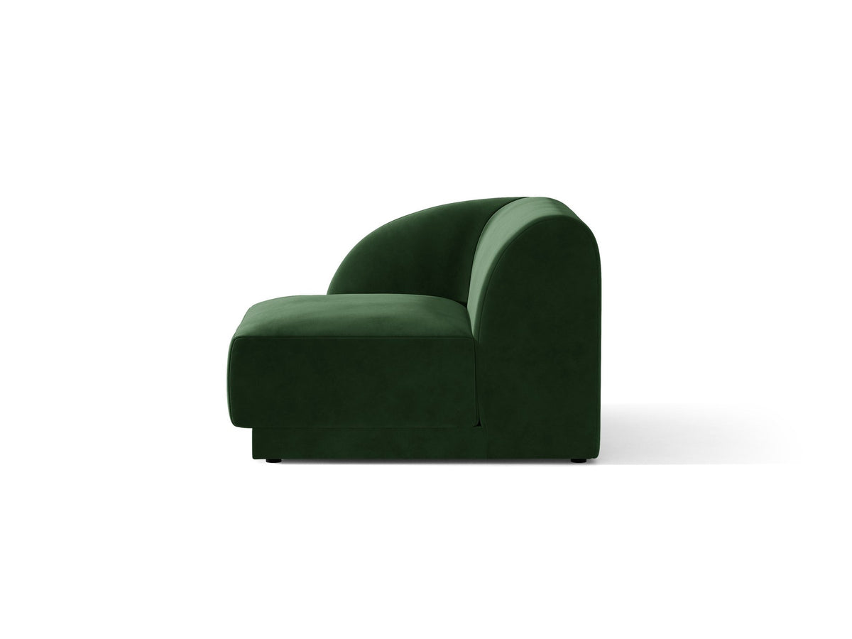 Dunkelbeiger Einsitzer aus der modularen Miley-Sofa-Serie von Micadoni, Bezug aus Bluvel-Stoff, schwarze Kunststofffüsse, kompakte quadratische Form.