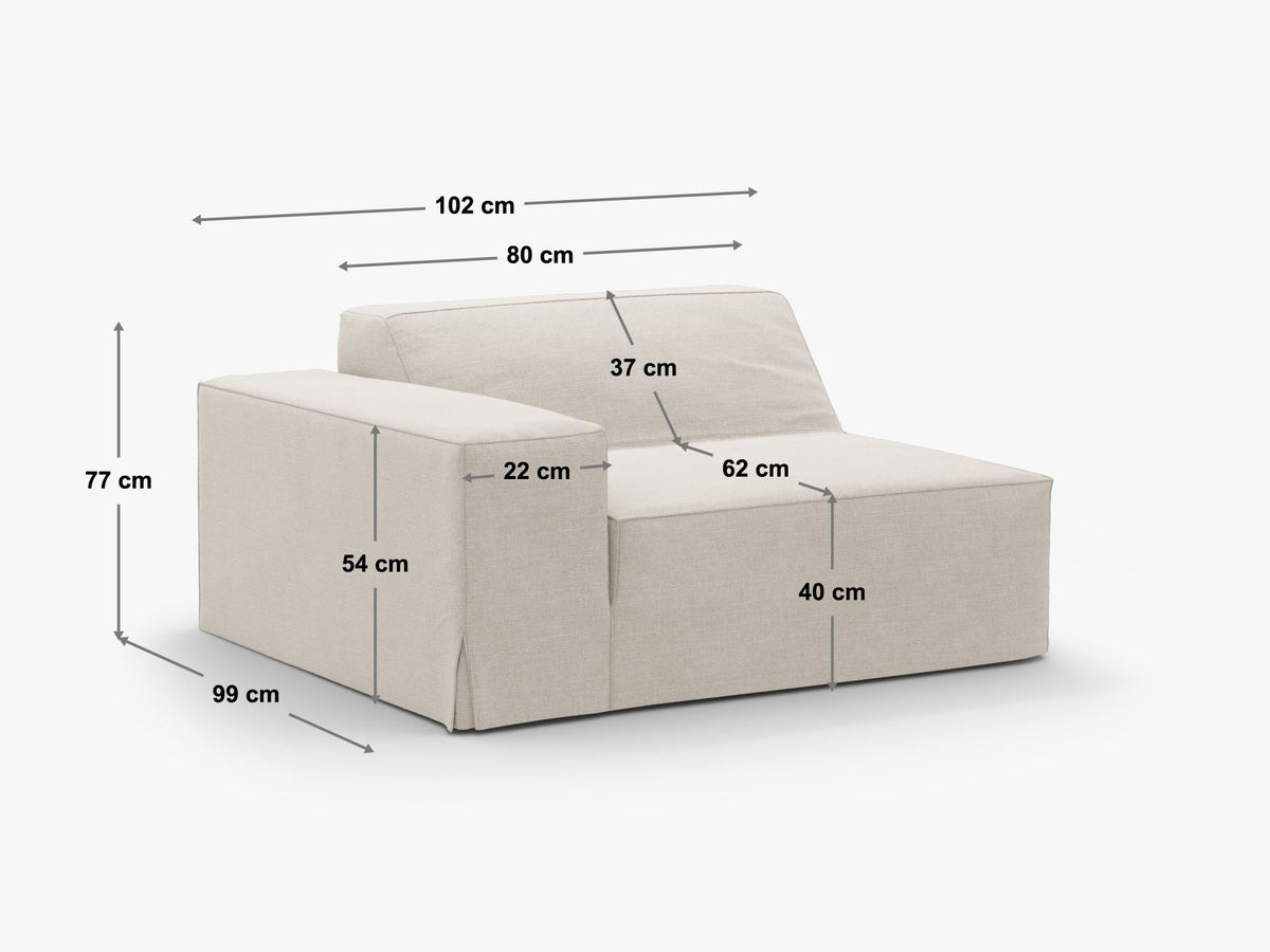 Jodie Modul links 1 Sitzer mit abnehmbaren Bezug in Beige-LINS präsentiert im Onlineshop von KAQTU Design AG. Modulares Sofa ist von Micadoni