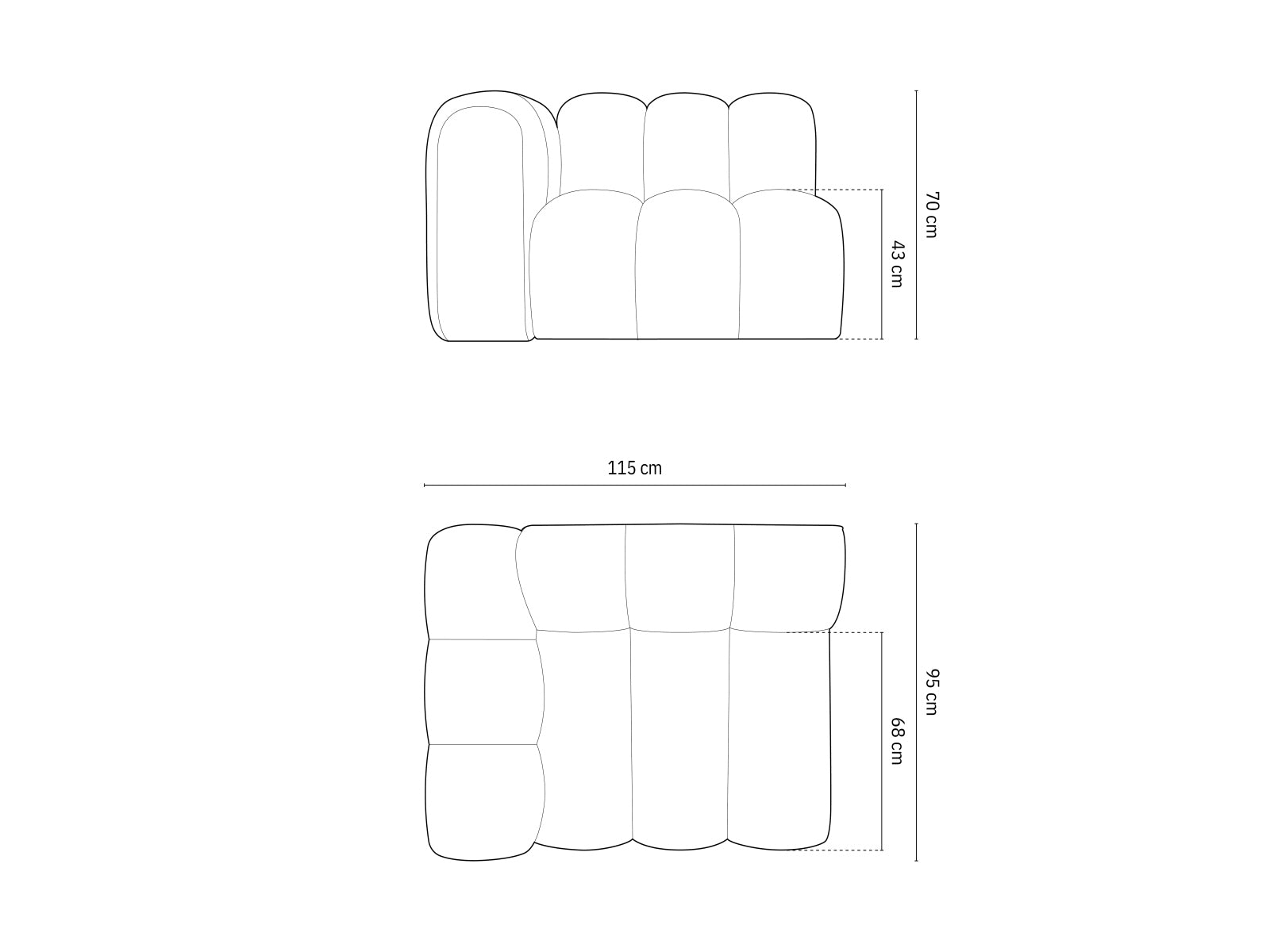Lupine Velour Modul links 1 Sitzer in Yellow-Salvador präsentiert im Onlineshop von KAQTU Design AG. Modulares Sofa ist von Micadoni