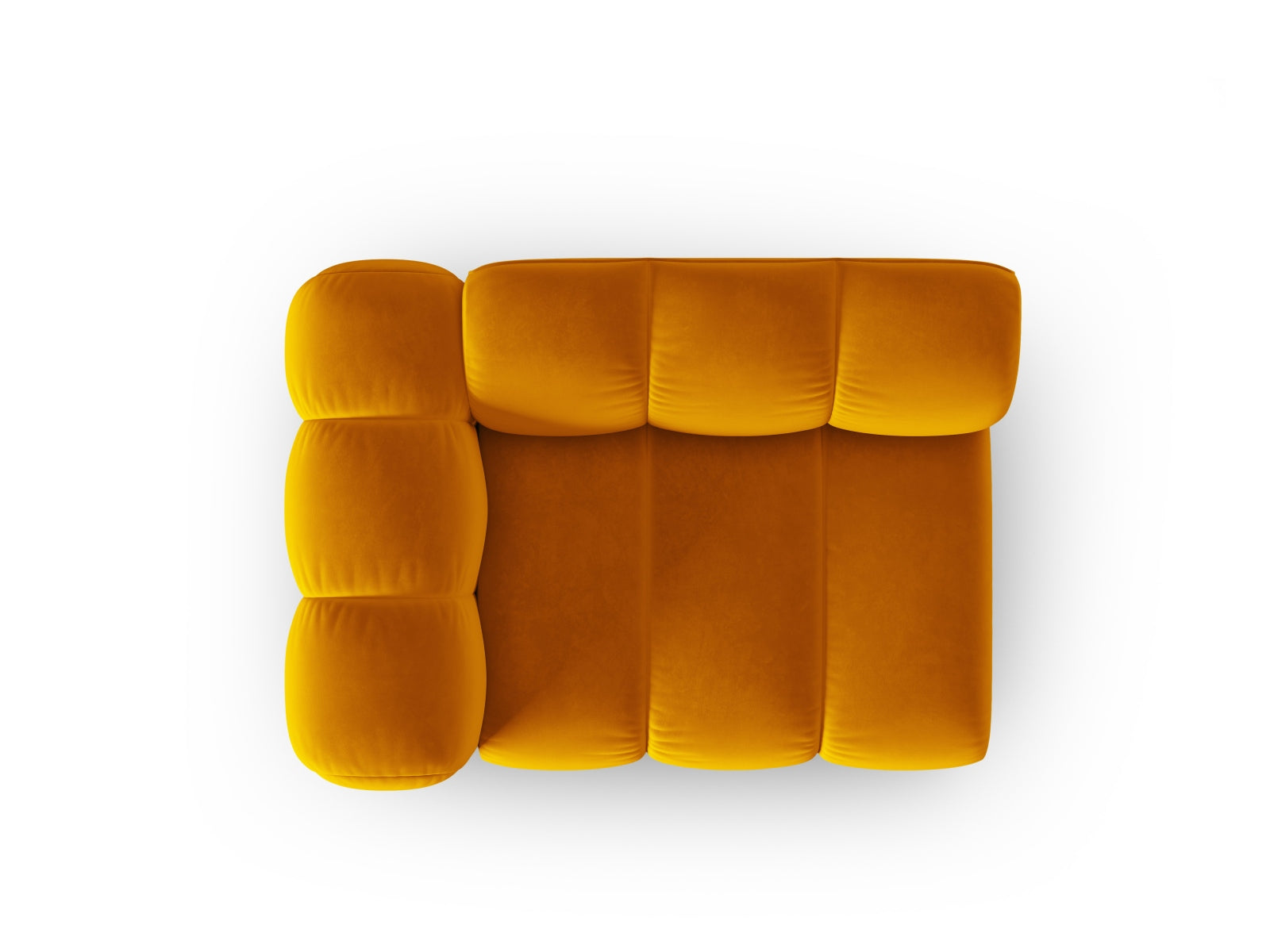 Elegantes, gelbes Velour-Modul für einen Sitzplatz von Micadoni, ideal für individuelle Sofa-Arrangements und zeitgemäße Einrichtung.