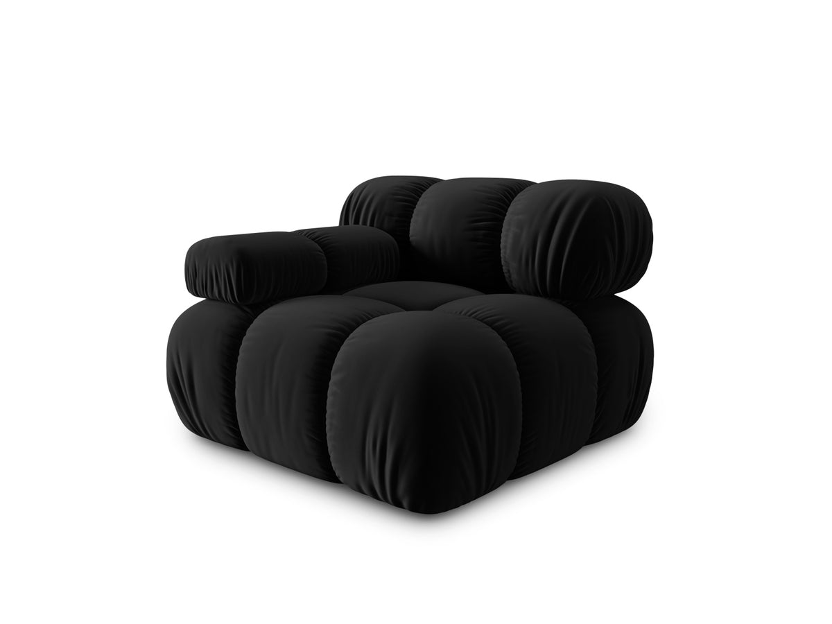 Bellis Velour Modul links 1 Sitzer in Black-Bluvel präsentiert im Onlineshop von KAQTU Design AG. Modulares Sofa ist von Micadoni
