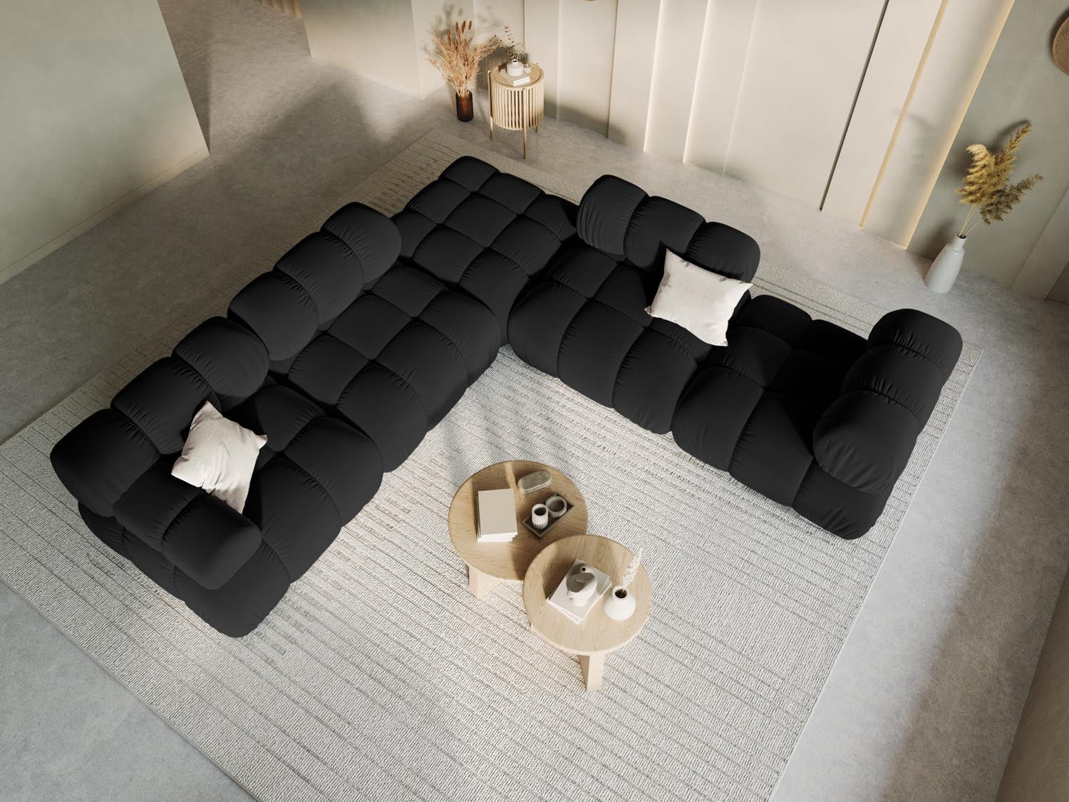 Bellis Velour Modul links 1 Sitzer in Black-Bluvel präsentiert im Onlineshop von KAQTU Design AG. Modulares Sofa ist von Micadoni