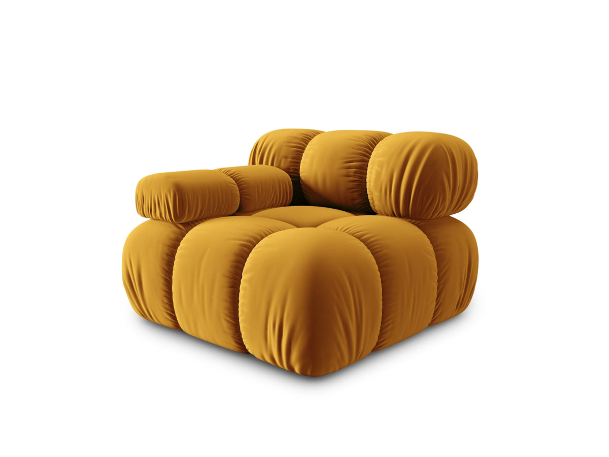 Bellis Velour Modul links 1 Sitzer in Yellow-Bluvel präsentiert im Onlineshop von KAQTU Design AG. Modulares Sofa ist von Micadoni