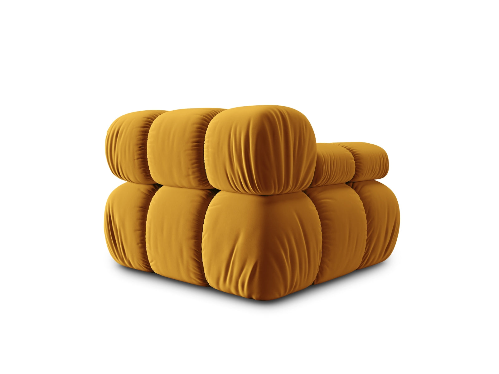 Stylisches Bellis Velour Modul links 1 Sitzer in ansprechendem Gelb-Blau, perfekt für kreative Wohnkonzepte und gemütliche Ecken.