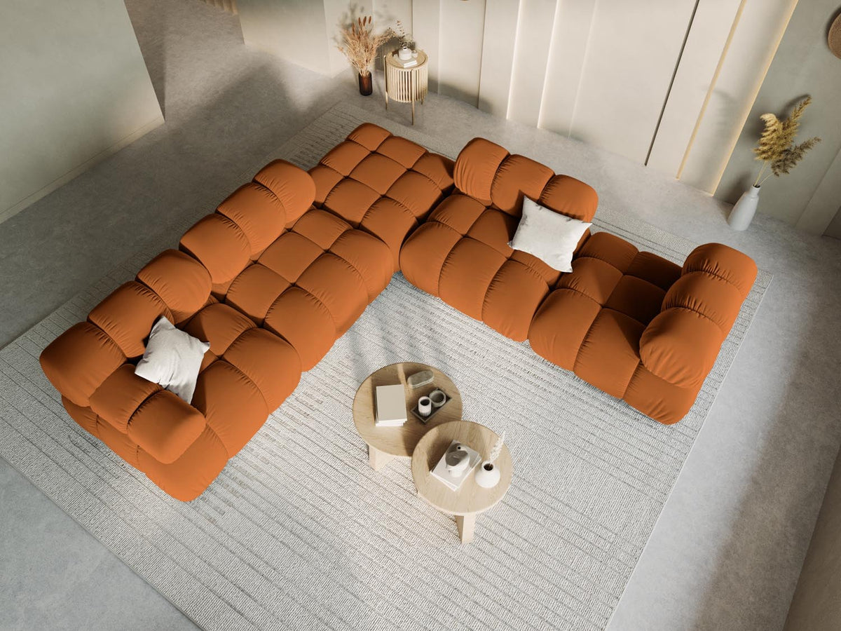 Bellis Velour Modul links 1 Sitzer in Terracotta-Bluvel präsentiert im Onlineshop von KAQTU Design AG. Modulares Sofa ist von Micadoni