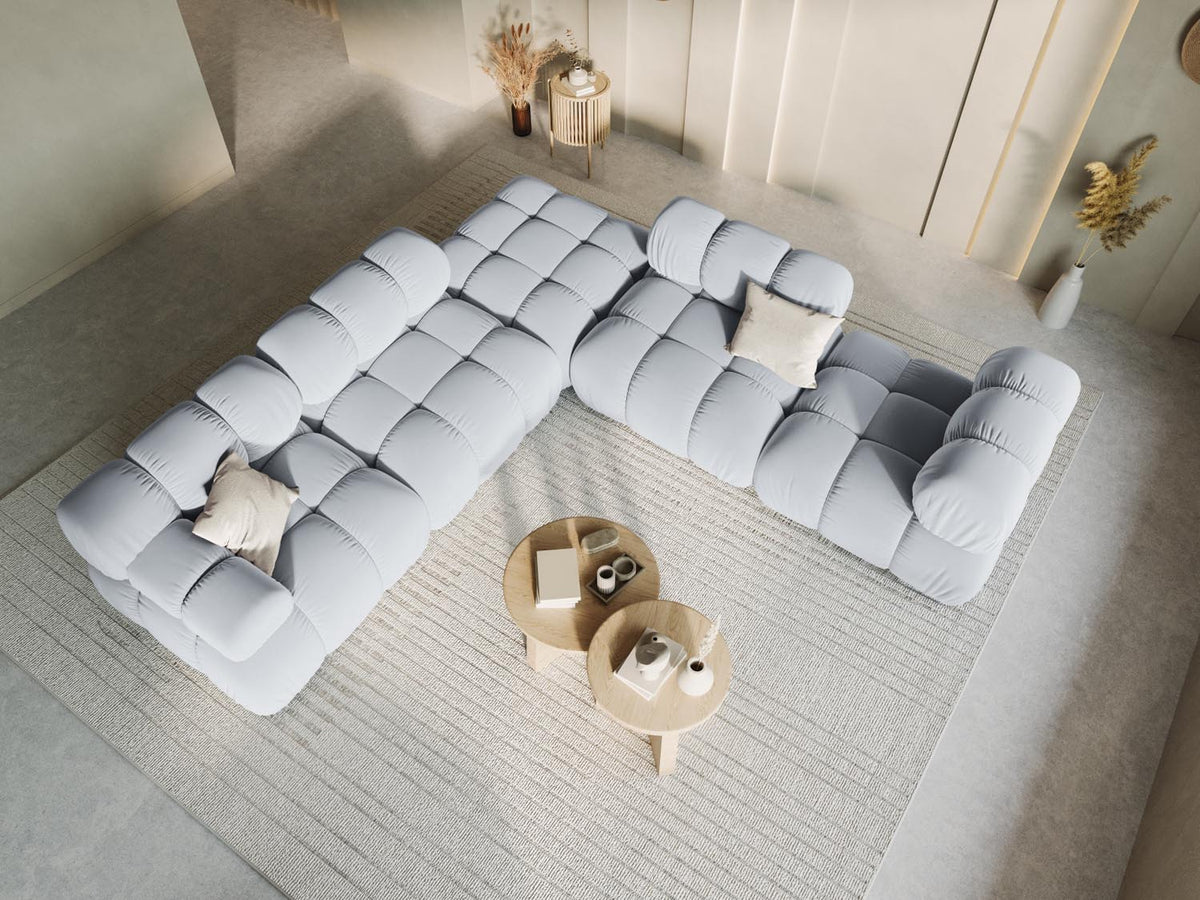 Bellis Velour Modul links 1 Sitzer in Light Blue-Bluvel präsentiert im Onlineshop von KAQTU Design AG. Modulares Sofa ist von Micadoni