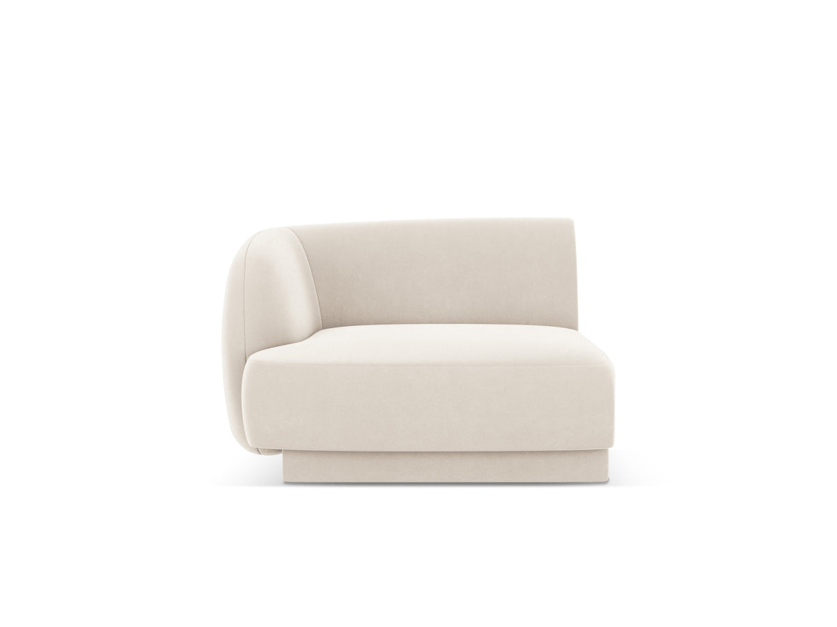 Miley Velour Modul links 1 Sitzer in Light Beige-Bluvel präsentiert im Onlineshop von KAQTU Design AG. Modulares Sofa ist von Micadoni