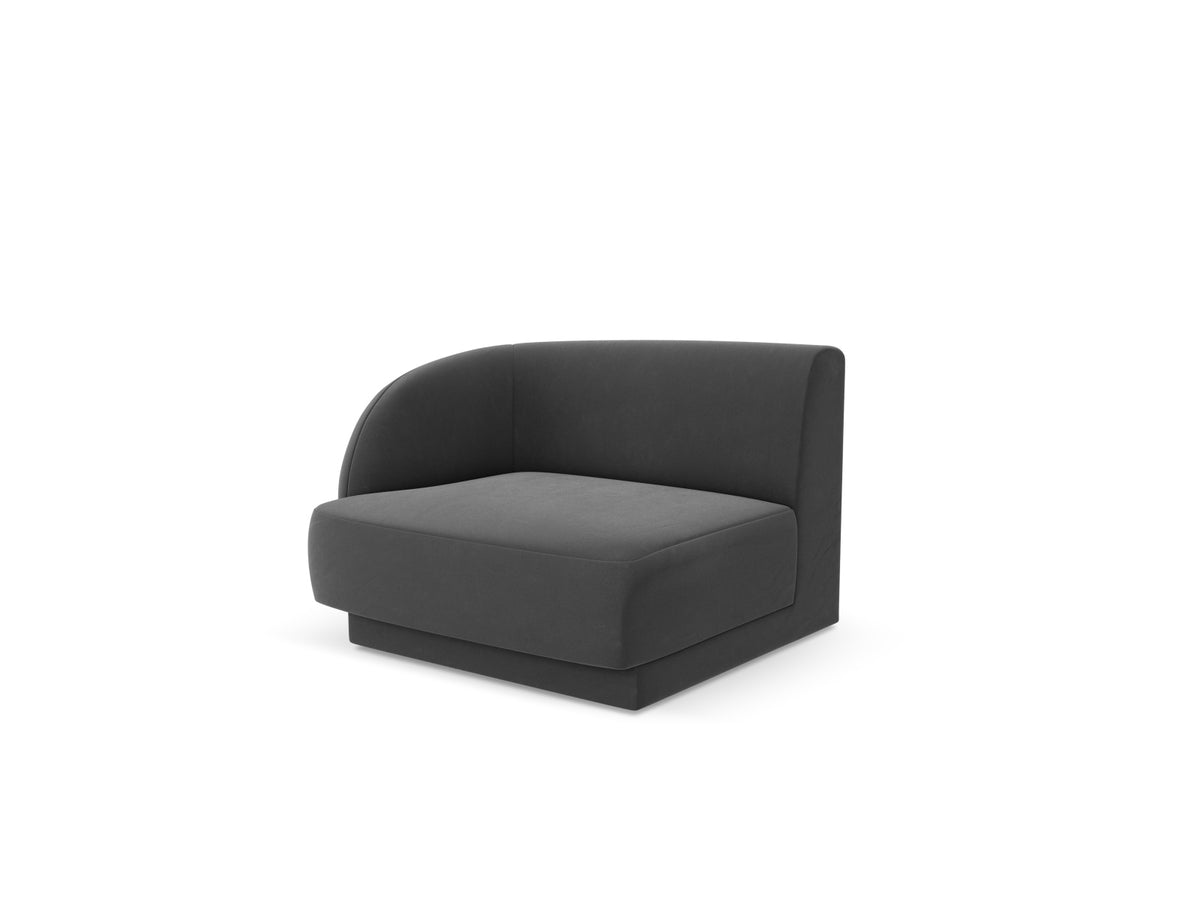 Miley Velour Modul links 1 Sitzer in Grey-Bluvel präsentiert im Onlineshop von KAQTU Design AG. Modulares Sofa ist von Micadoni