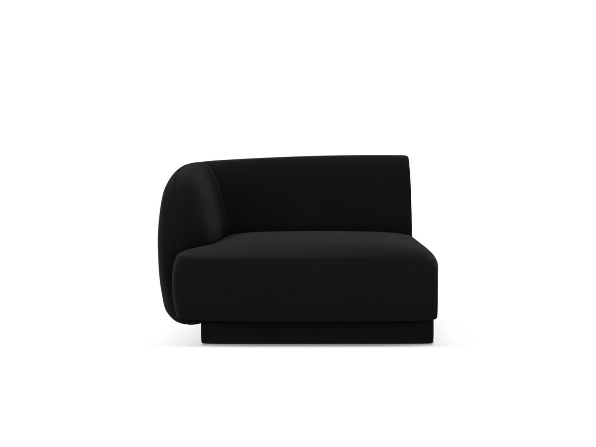 Miley Velour Modul links 1 Sitzer in Black-Bluvel präsentiert im Onlineshop von KAQTU Design AG. Modulares Sofa ist von Micadoni