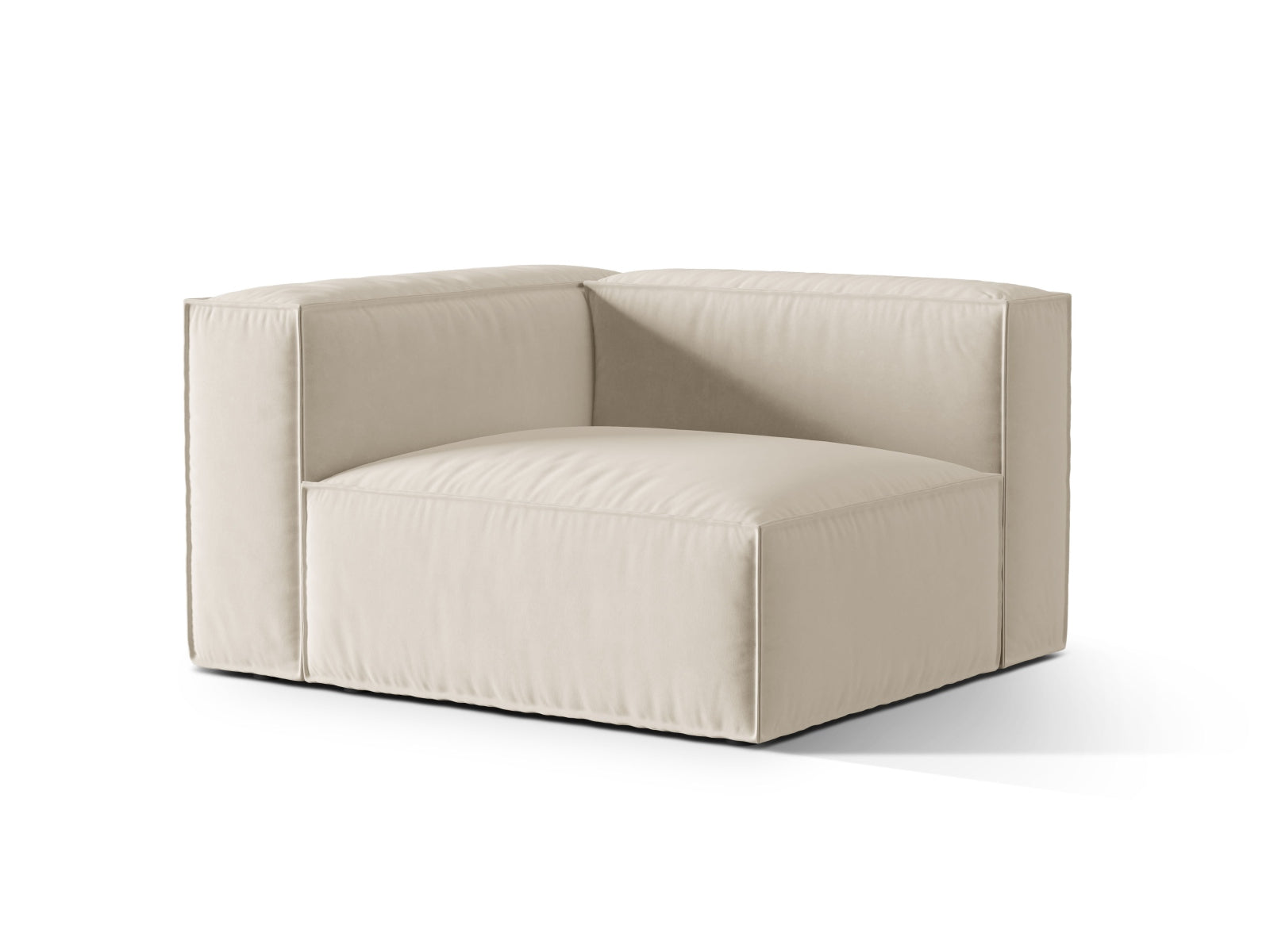 Erleben Sie das stilvolle Nuria Velour 1-Sitzer Sofa von Micadoni. Modular, komfortabel und ideal für moderne Wohnräume!