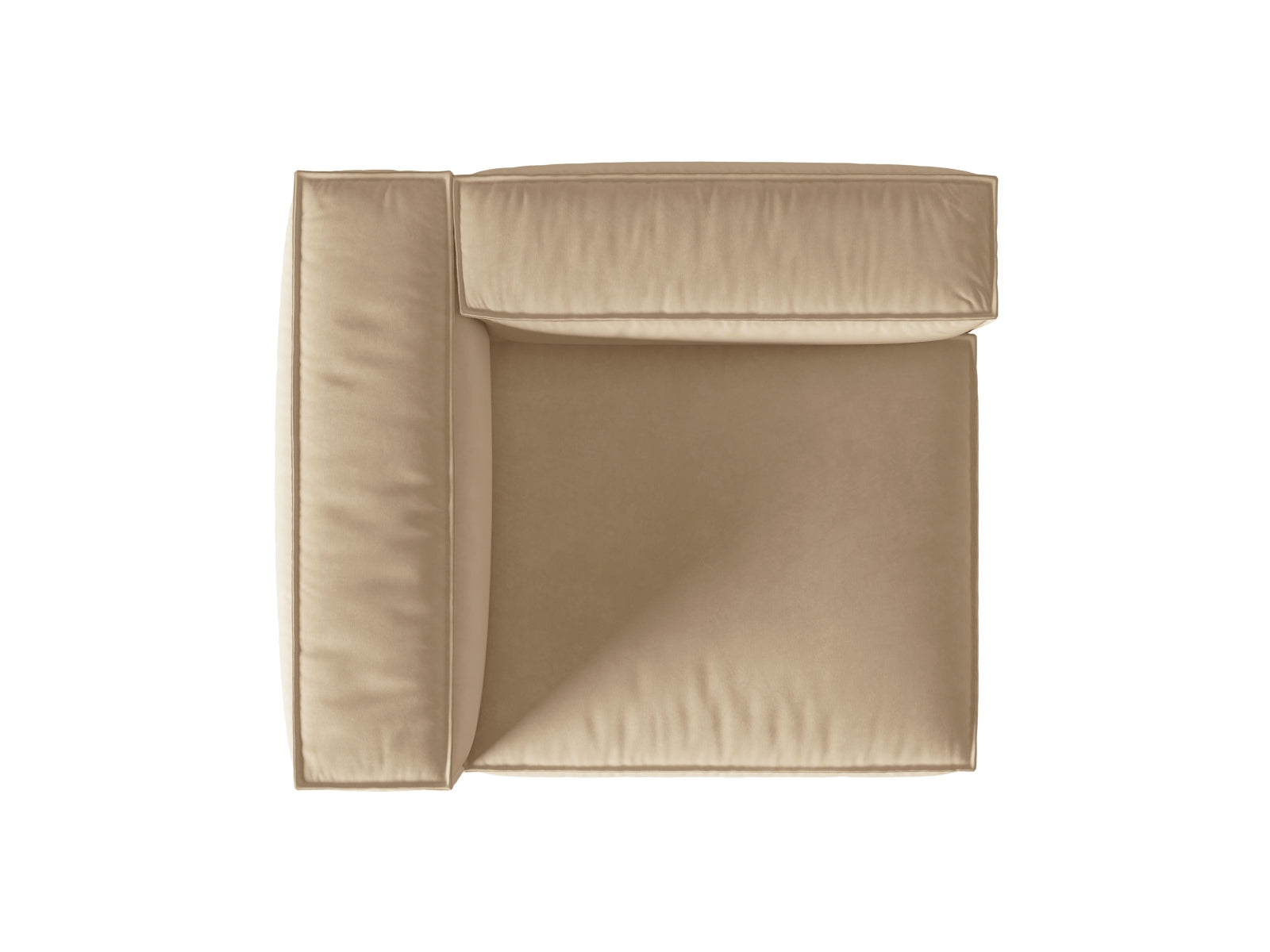 Elegantes Nuria Velour 1-Sitzer Sofa in zartem Nude, ideal für moderne Wohnräume und vielseitige Gestaltungsmöglichkeiten von Micadoni.