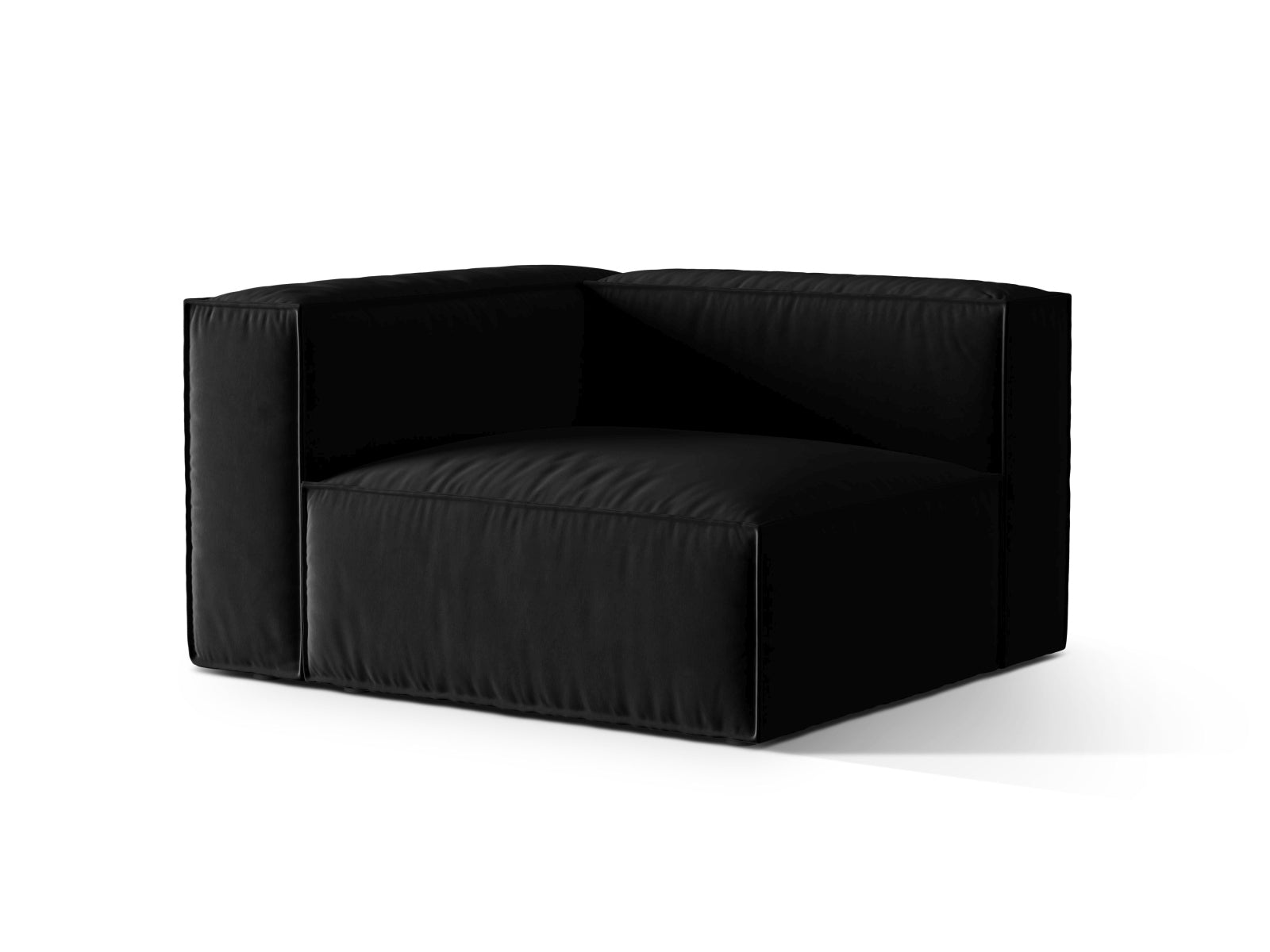 Elegantes Nuria Velour 1-Sitzer Sofa in Schwarz, ideal für moderne Wohnräume, erhältlich bei KAQTU Design AG.