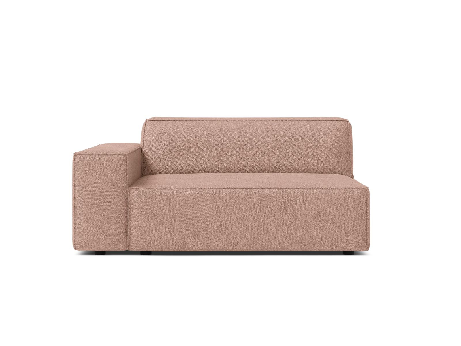 Stylisches 1-Sitzer Modul links Jodie in zartem Powder Pink, perfekt für kreative Raumgestaltungen und moderne Sofakombinationen.