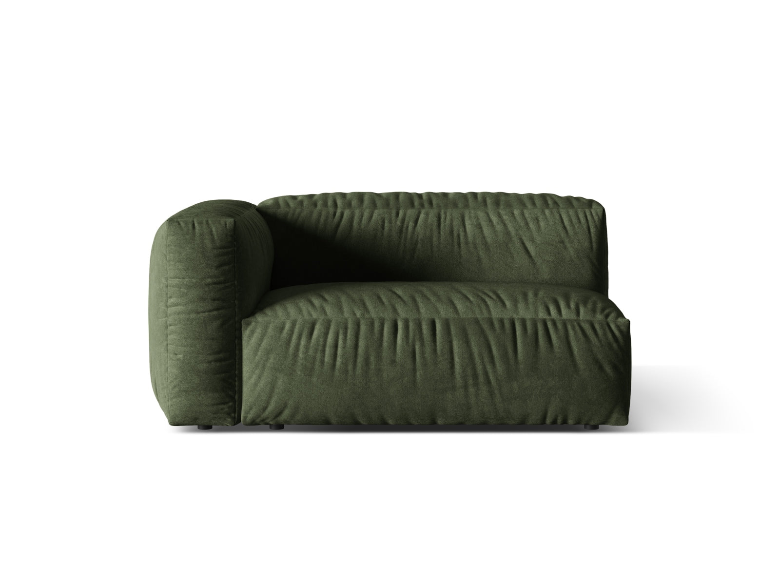 Eleganter linker 1-Sitzer des Martina Moduls in Green-Vogue, ideal für moderne Wohnräume und gemütliche Auszeiten.