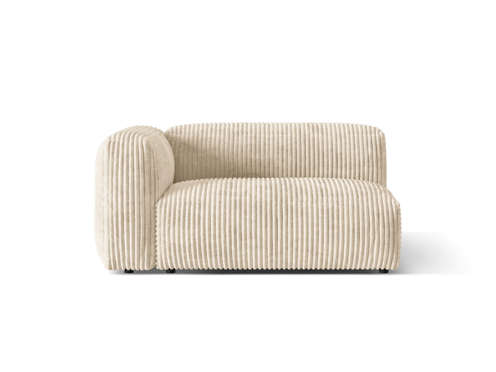 Stylischer linker 1-Sitzer des Martina Moduls in zartem Light Beige-Tilia, perfekt für moderne Wohnräume und entspannte Gemütlichkeit.