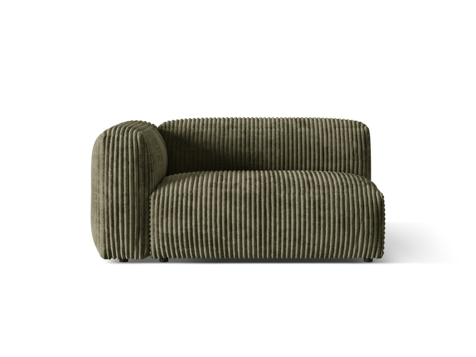 Stylischer linker 1-Sitzer Martina Modul in Moss Green-Tilia, perfekt für kreative Raumgestaltungen und moderne Einrichtungsideen.
