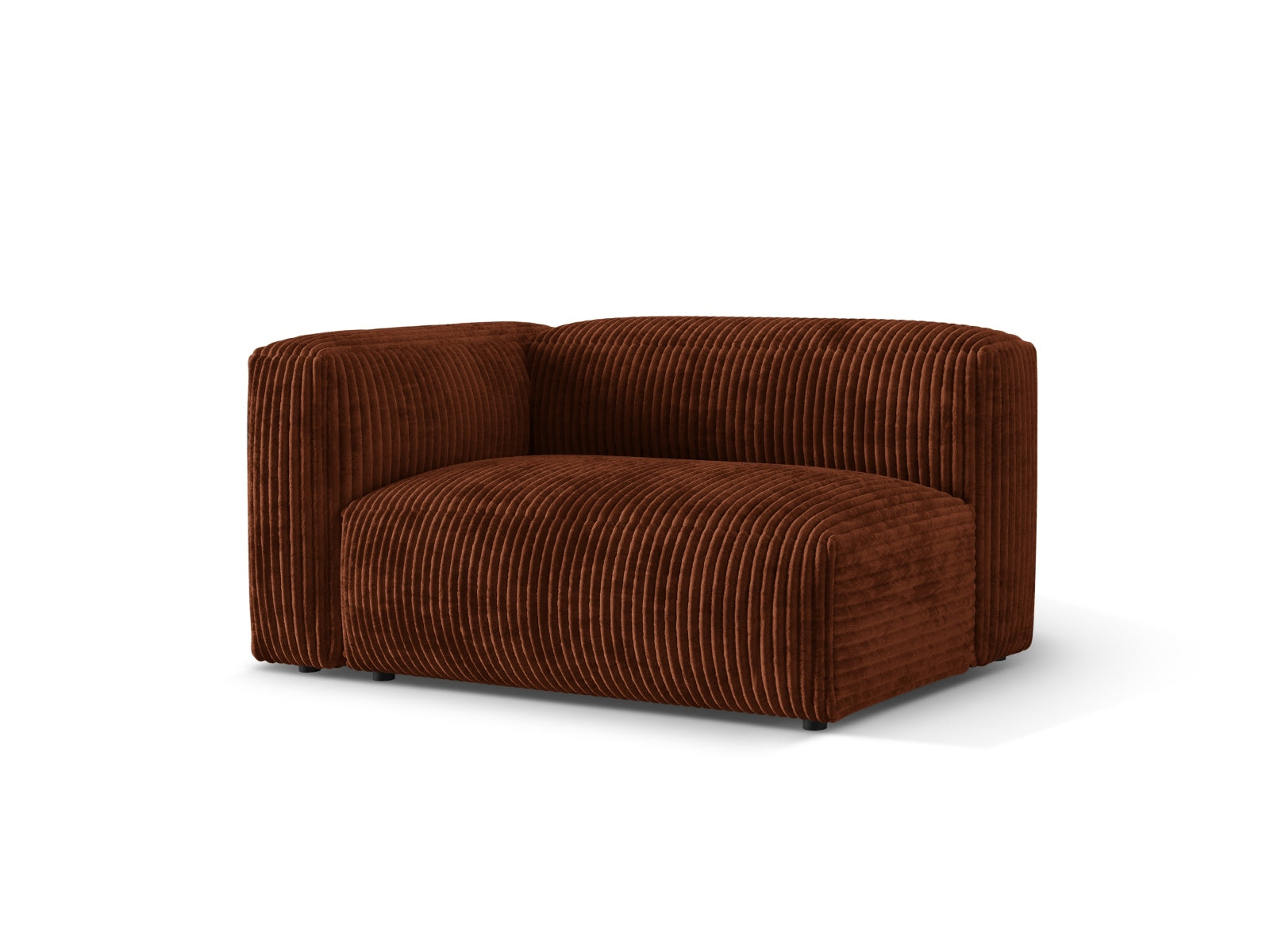 Eleganter linker 1-Sitzer des Martina Moduls in warmem Brick-Tilia, ideal für stilvolle und einladende Wohnambiente.