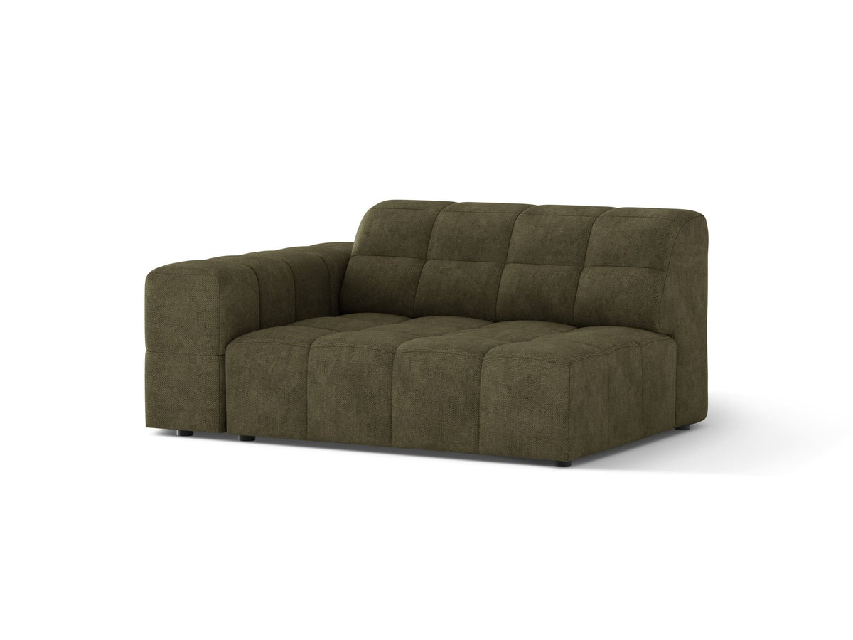 Modulares Sofa Jennifer von Micadoni in Leichtes beige mit Chenille-Bezug Eden, schwarzen Kunststoffbeinen und niedriger Rückenlehne.