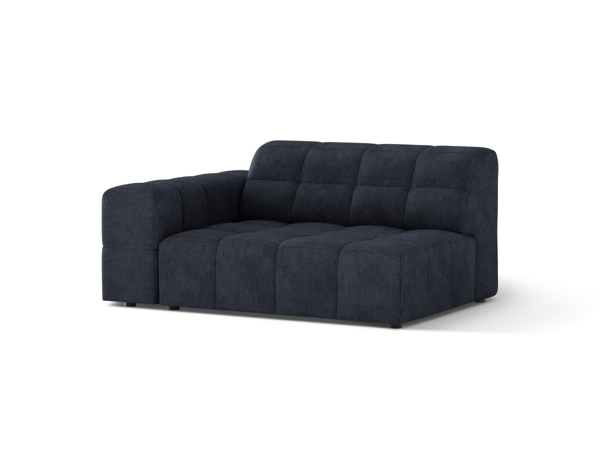 Modulares Sofa Jennifer von Micadoni in Leichtes beige mit Chenille-Bezug Eden, schwarzen Kunststoffbeinen und niedriger Rückenlehne.