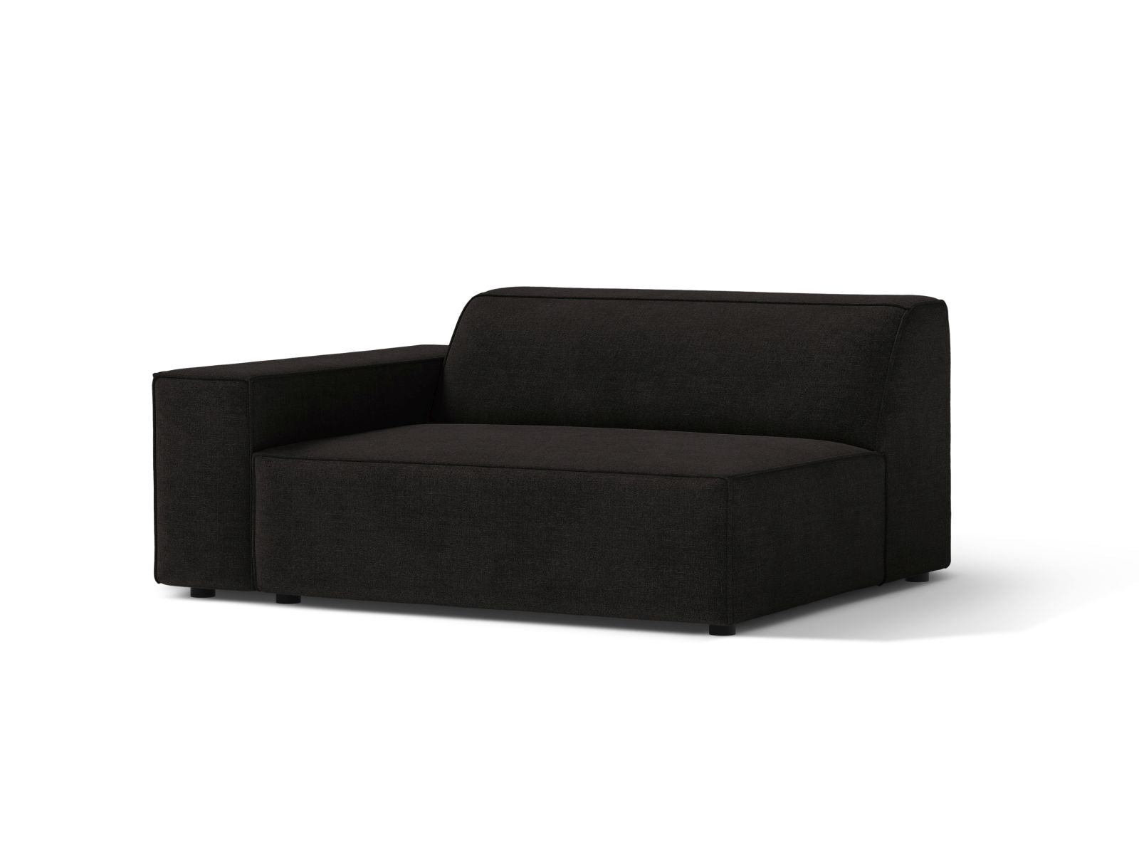 Elegantes 1-Sitzer Modul links Jodie in stilvollem Schwarz, ideal für individuelle Sofa-Kombinationen im modernen Wohnraum.