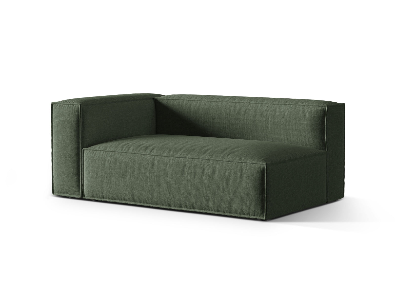 Elegantes 3-Sitzer Sofa links Nuria in Moss Green-Liberty, ideal für stilvolle Wohnräume, erhältlich bei KAQTU Design AG.