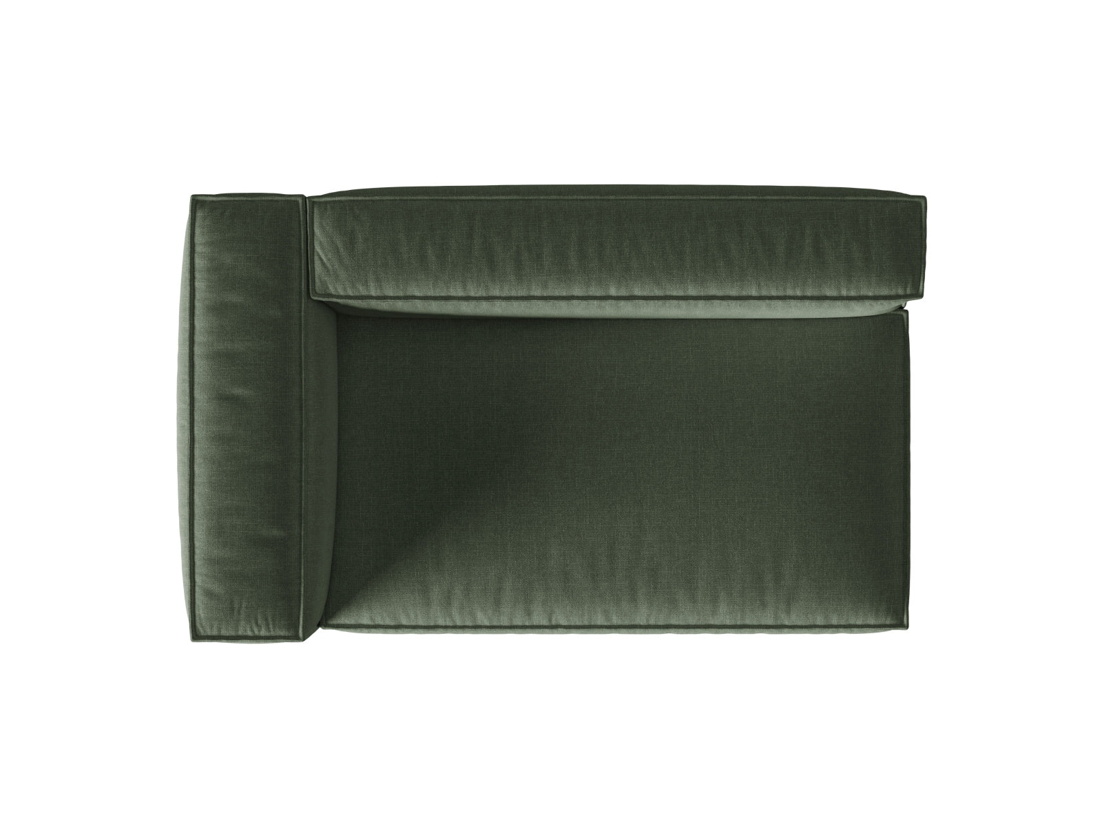 Modulares 3-Sitzer Sofa links Nuria in edlem Moss Green-Liberty, perfekt für moderne Wohnkonzepte und gemütliche Abende.