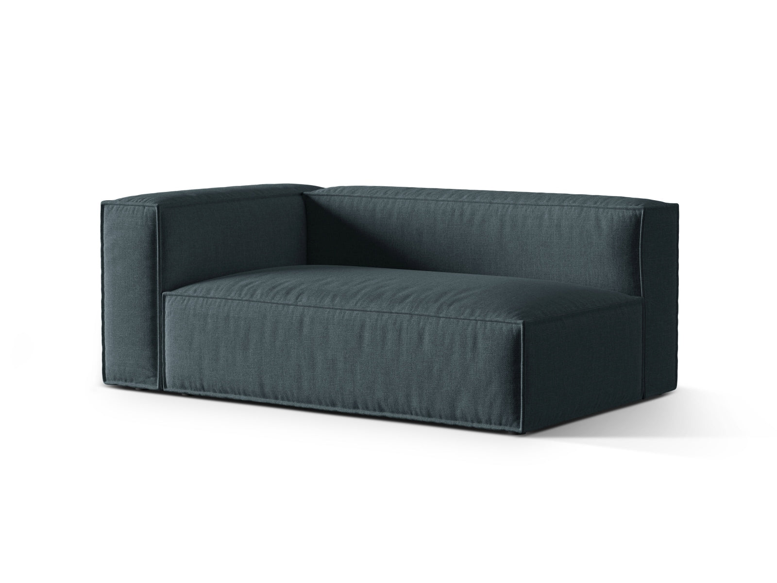 Elegantes 3-Sitzer Sofa links Nuria in tiefem Petrol, ideal für moderne Wohnräume, erhältlich bei KAQTU Design AG.
