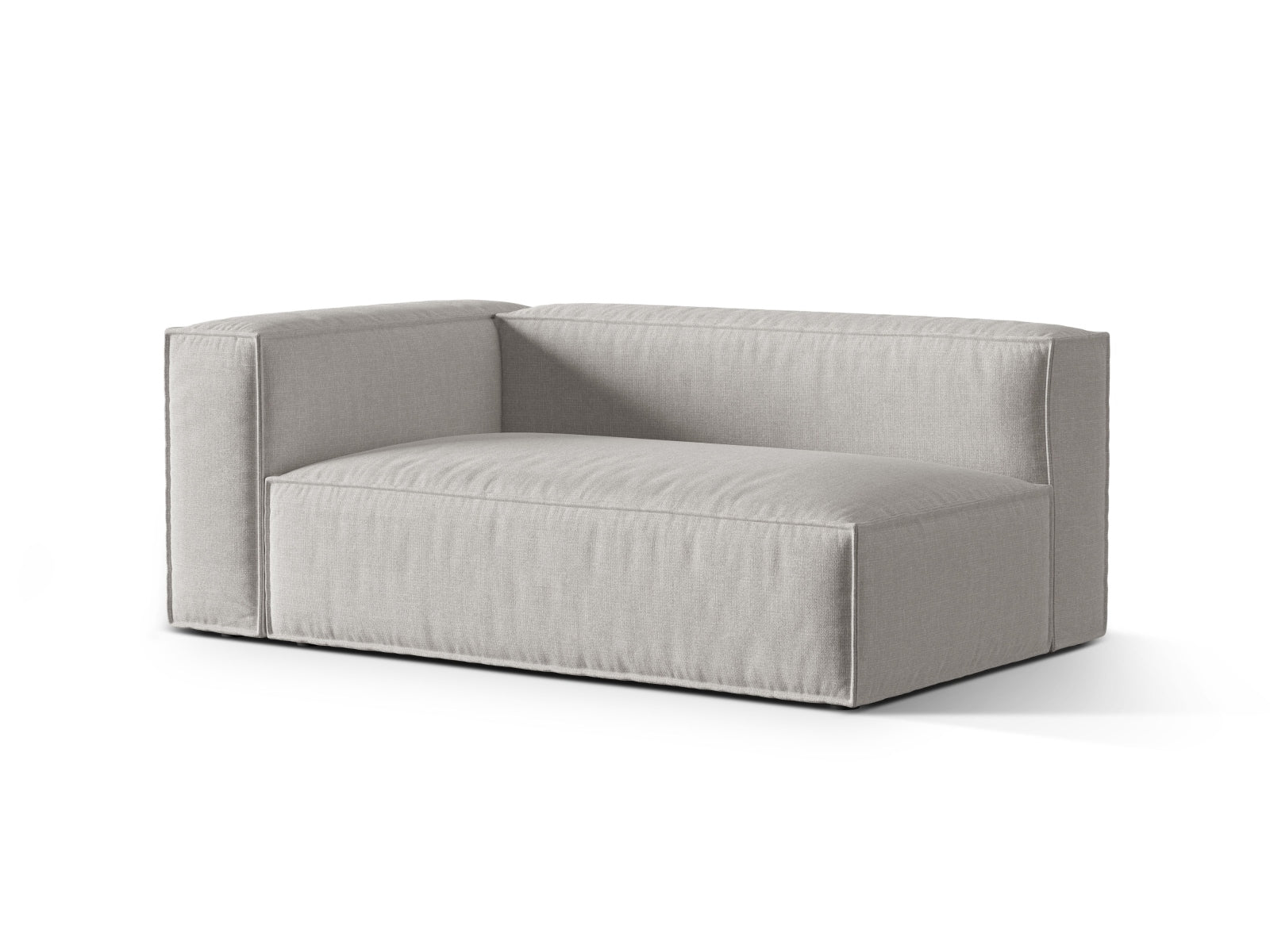 Elegantes 3-Sitzer Sofa links Nuria in hellem Grau, ideal für moderne Wohnräume, erhältlich bei KAQTU Design AG.