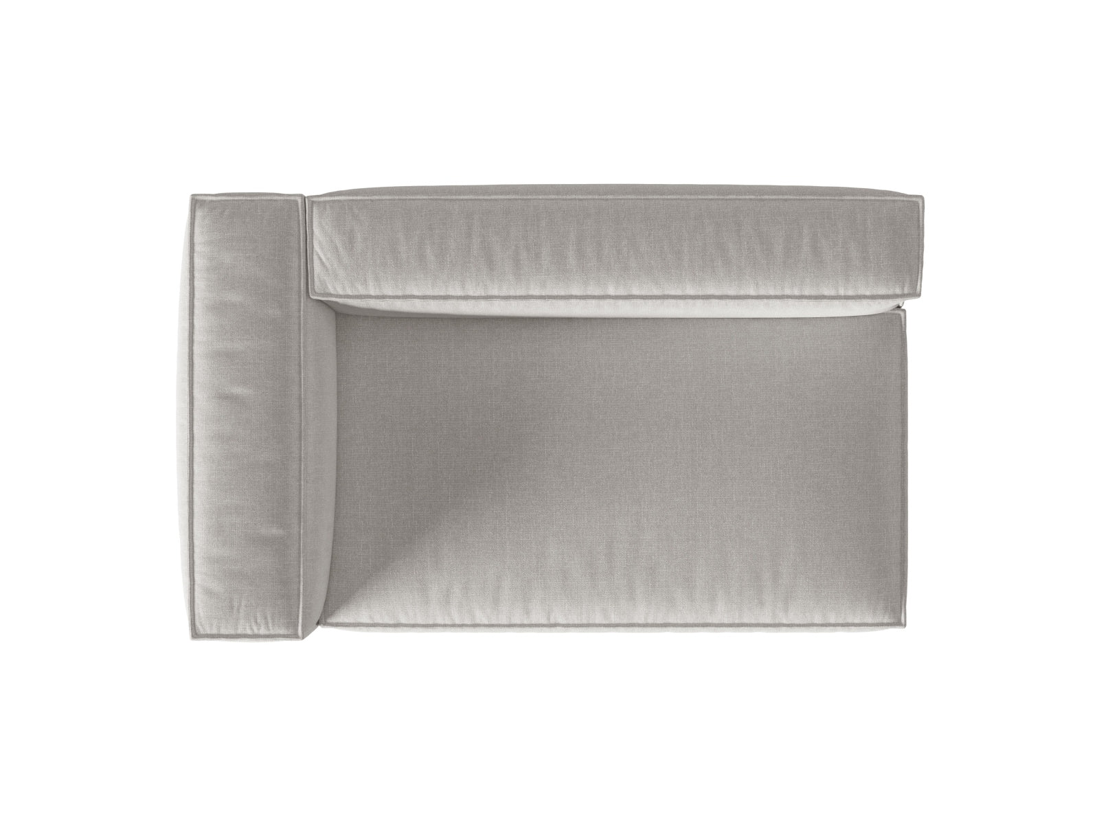 Modulares 3-Sitzer Sofa links Nuria in stilvollem Grau, perfekt für kreative Raumgestaltungen und zeitgemäße Einrichtungsideen.