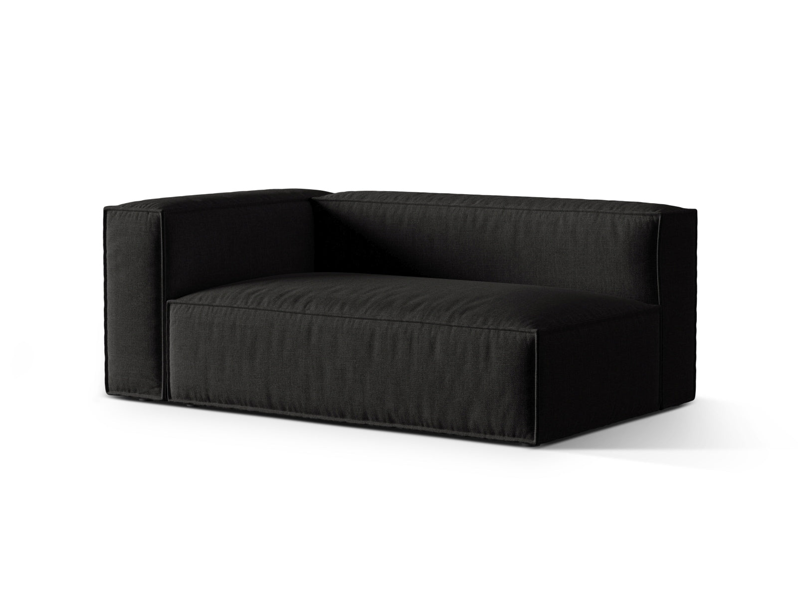 Elegantes 3-Sitzer Sofa links Nuria in stilvollem Schwarz, ideal für moderne Wohnräume, erhältlich bei KAQTU Design AG.