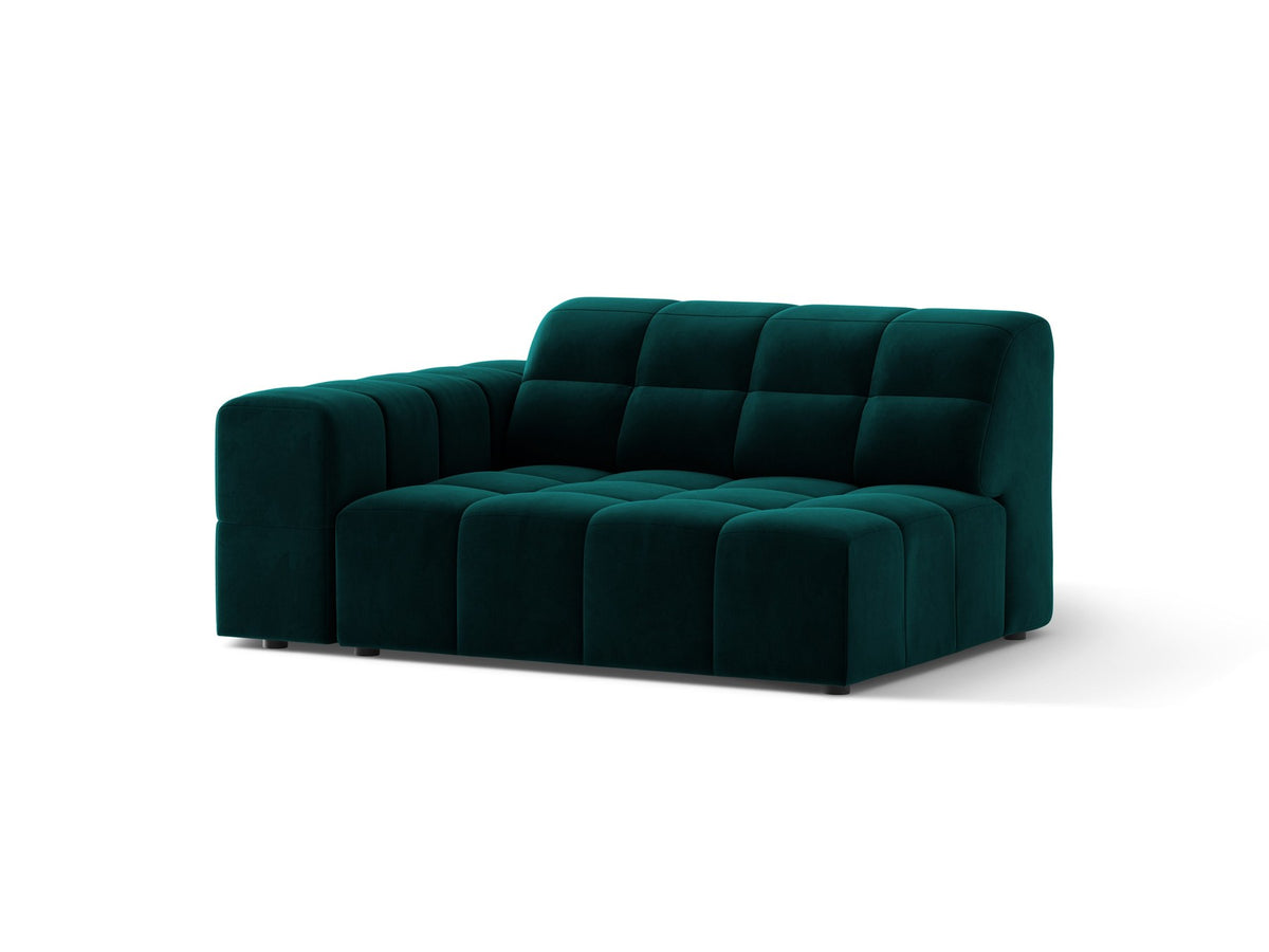 Modulares Sofa Jennifer von Micadoni in Leichtes beige mit Chenille-Bezug Eden, schwarzen Kunststoffbeinen und niedriger Rückenlehne.