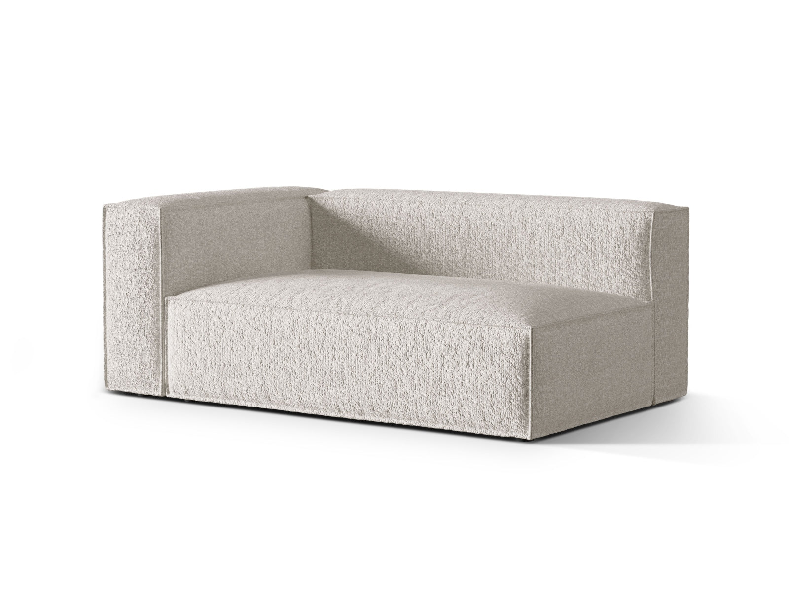 Elegantes Nuria Boucle Modular Sofa in Grau-Beige Melange, linksseitig, ideal für stilvolle Wohnräume, von Micadoni.