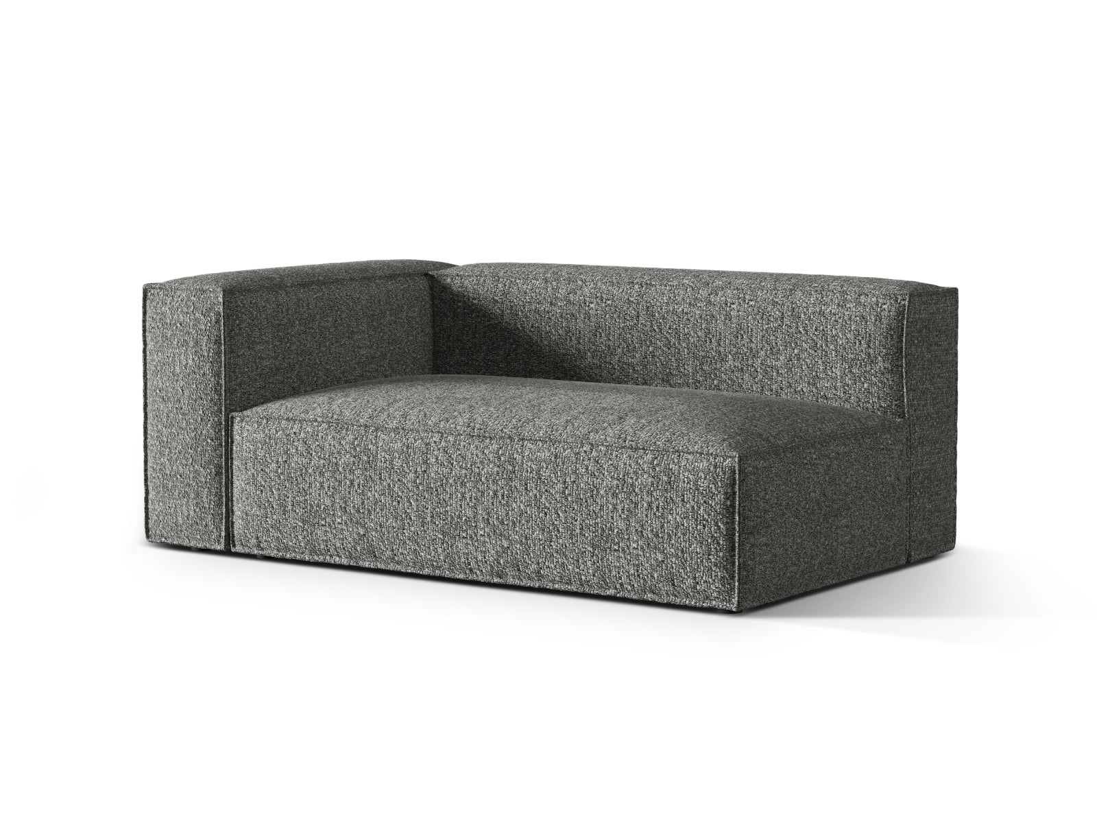 Elegantes Nuria Boucle Modular Sofa in Graphit, linksseitig, 3-Sitzer, ideal für stilvolle Wohnräume, erhältlich bei KAQTU Design AG.