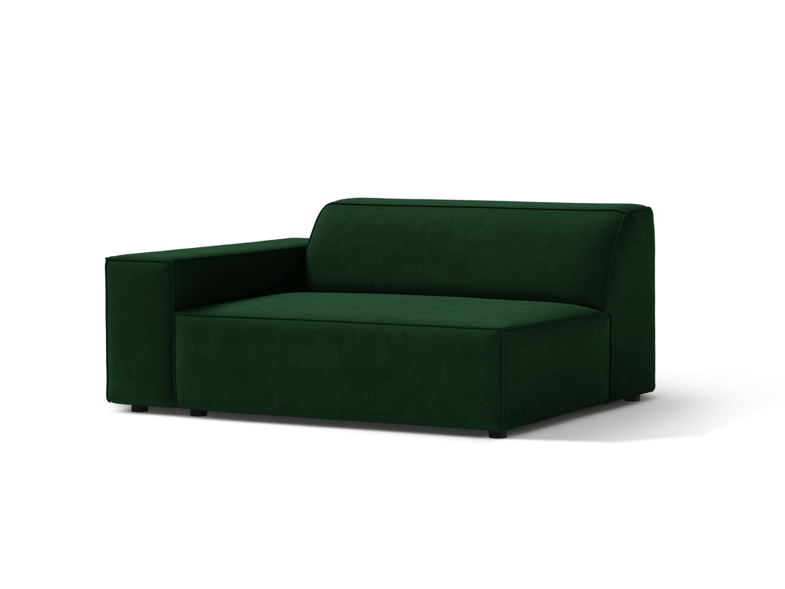 Elegantes 1-Sitzer Modul links Jodie in luxuriösem Bottle Green-Bluvel, ideal für kreative Wohnkonzepte und flexible Sofa-Arrangements.