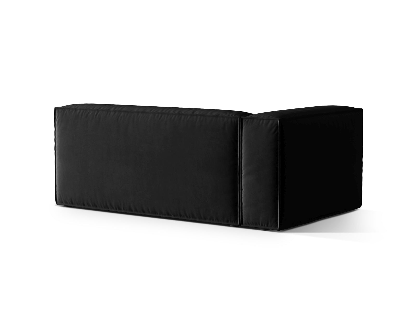 Stylisches, linksseitiges 3-Sitzer Sofa Nuria Velour in edlem Schwarz, perfekt für zeitgemäße Inneneinrichtungen.