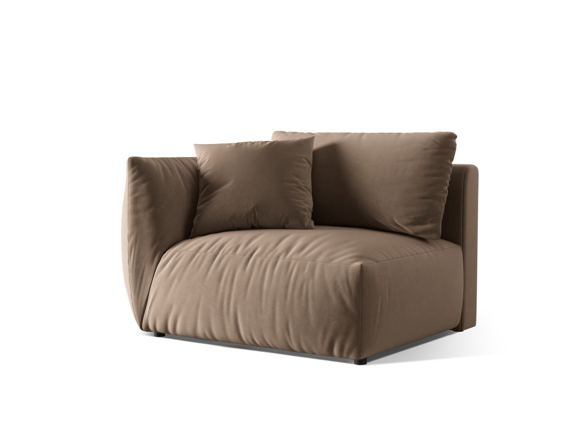 Chris Velour Modul links 1 Sitzer in Light Brown-Casino präsentiert im Onlineshop von KAQTU Design AG. Modulares Sofa ist von Micadoni