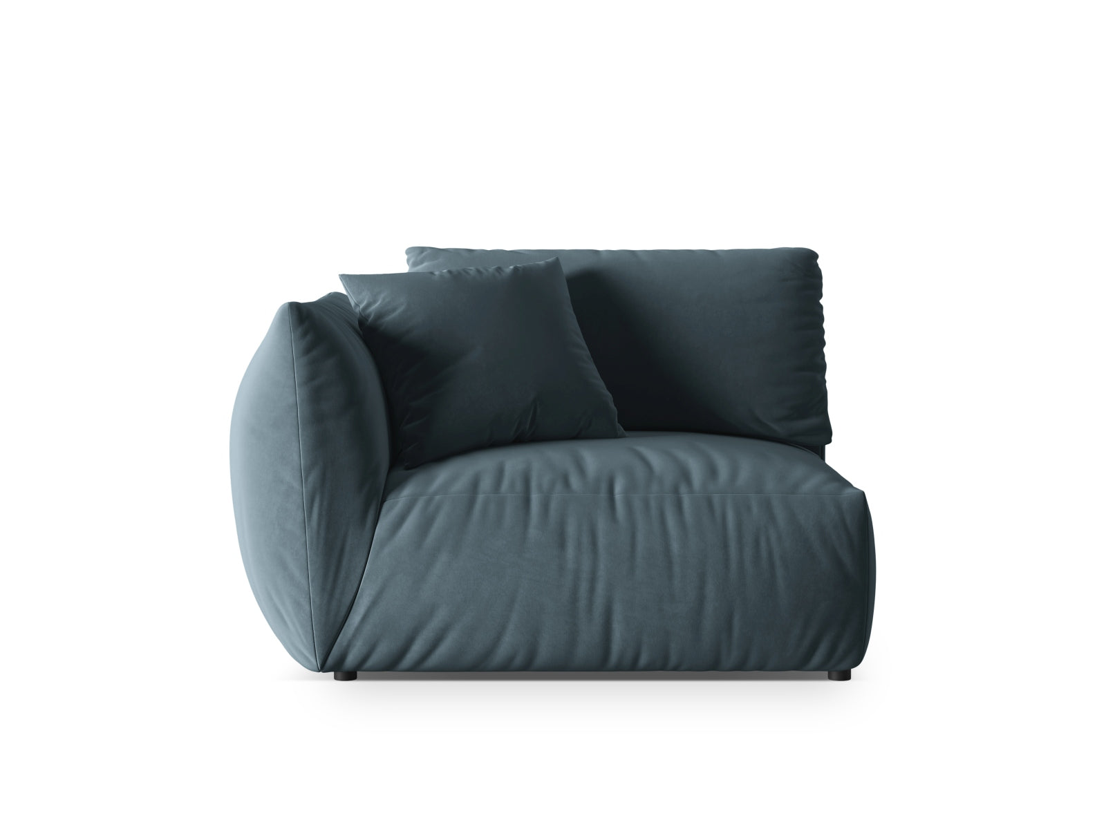 Eleganter linker 1-Sitzer Chris Velour Modul in zartem Pastellblau, ideal für stilvolle und einladende Wohnräume.
