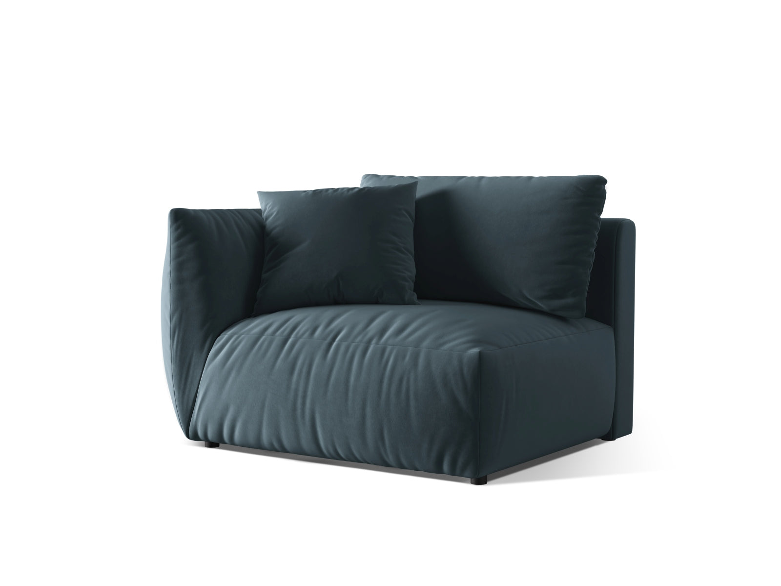 Modulares Sofa Chris Velour Modul links, 1-Sitzer in sanftem Pastellblau, perfekt für moderne und gemütliche Wohnkonzepte.
