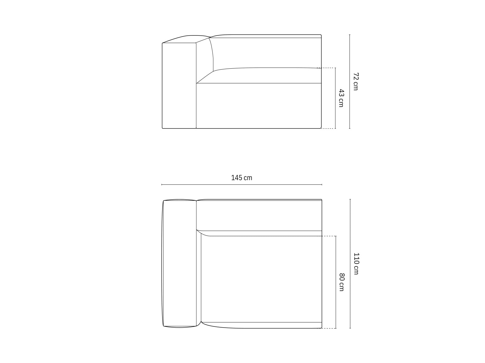 Modulares 2-Sitzer Sofa links Nuria in warmem Cappuccino-Liberty, perfekt für anpassbare Wohnkonzepte und zeitgemäße Einrichtung.