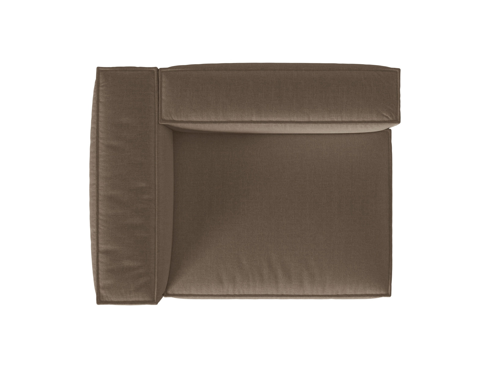 Modulares 2-Sitzer Sofa links Nuria in warmem Cappuccino, perfekt für anpassbare und moderne Wohnkonzepte.