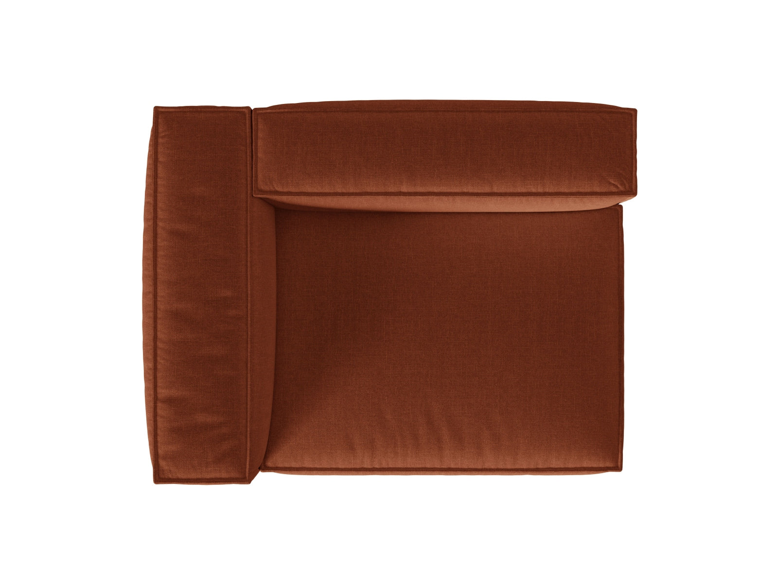 Stylisches 2-Sitzer Sofa links Nuria in warmem Brick-Liberty, perfekt für individuelle Raumgestaltung und modernen Komfort.