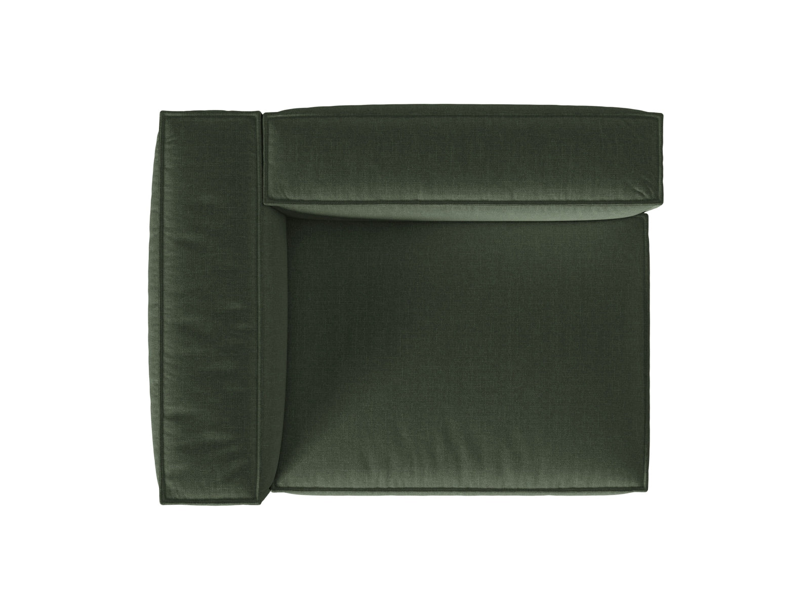 Modulares 2-Sitzer Sofa links Nuria in Moss Green-Liberty, perfekt für moderne Wohnkonzepte und gemütliche Entspannung.