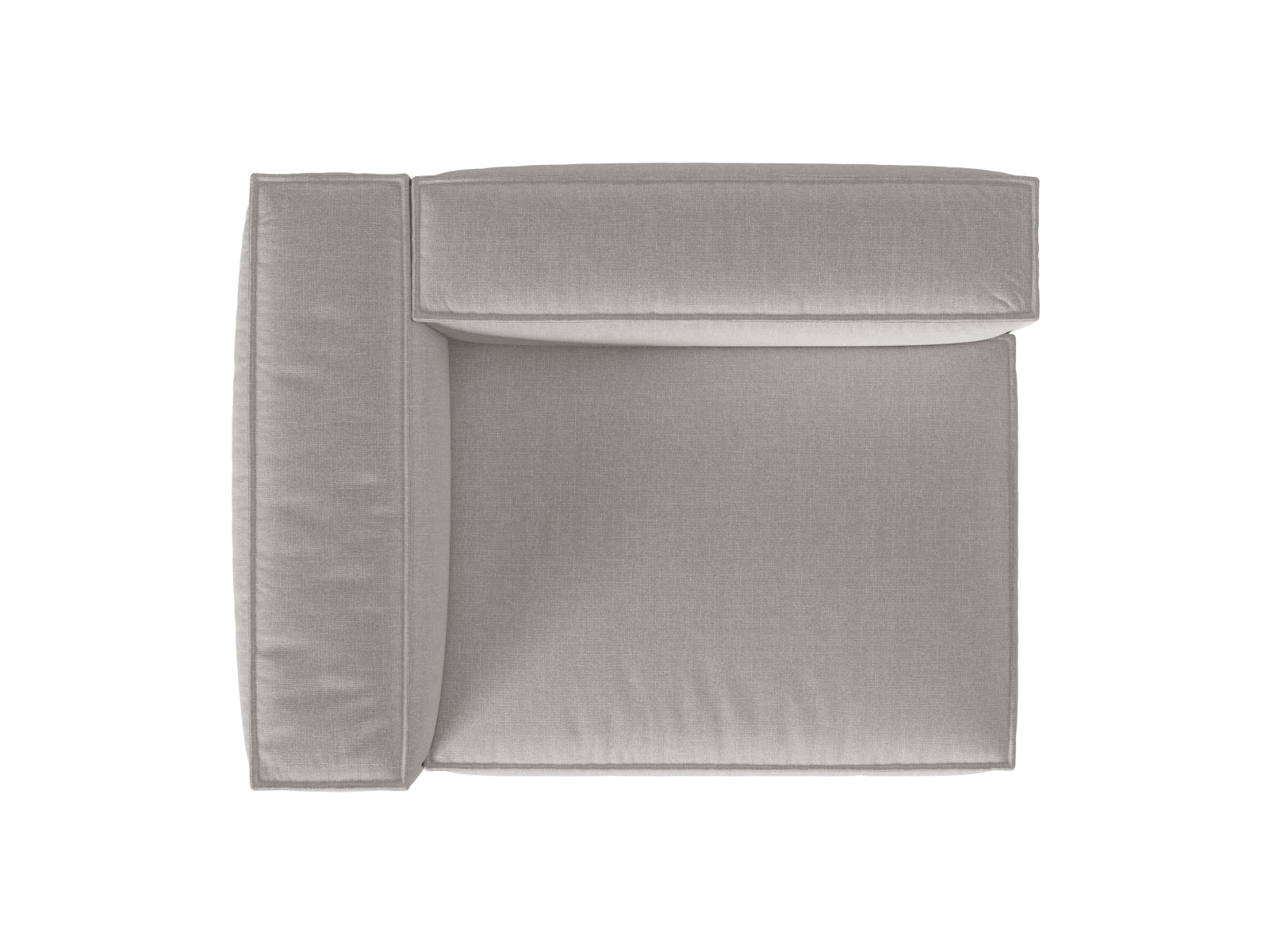 Elegantes modulares 2-Sitzer Sofa links Nuria in sanftem Grau, ideal für stilvolle Wohnräume und gemütliche Stunden.