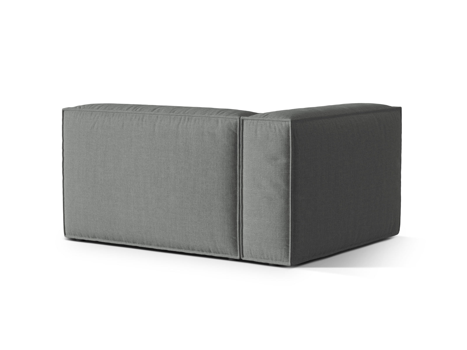 Modulares 2-Sitzer Sofa links Nuria in zeitgemäßem Grau, ideal für kreative Wohnkonzepte und gemütliche Entspannung. Von Micadoni.